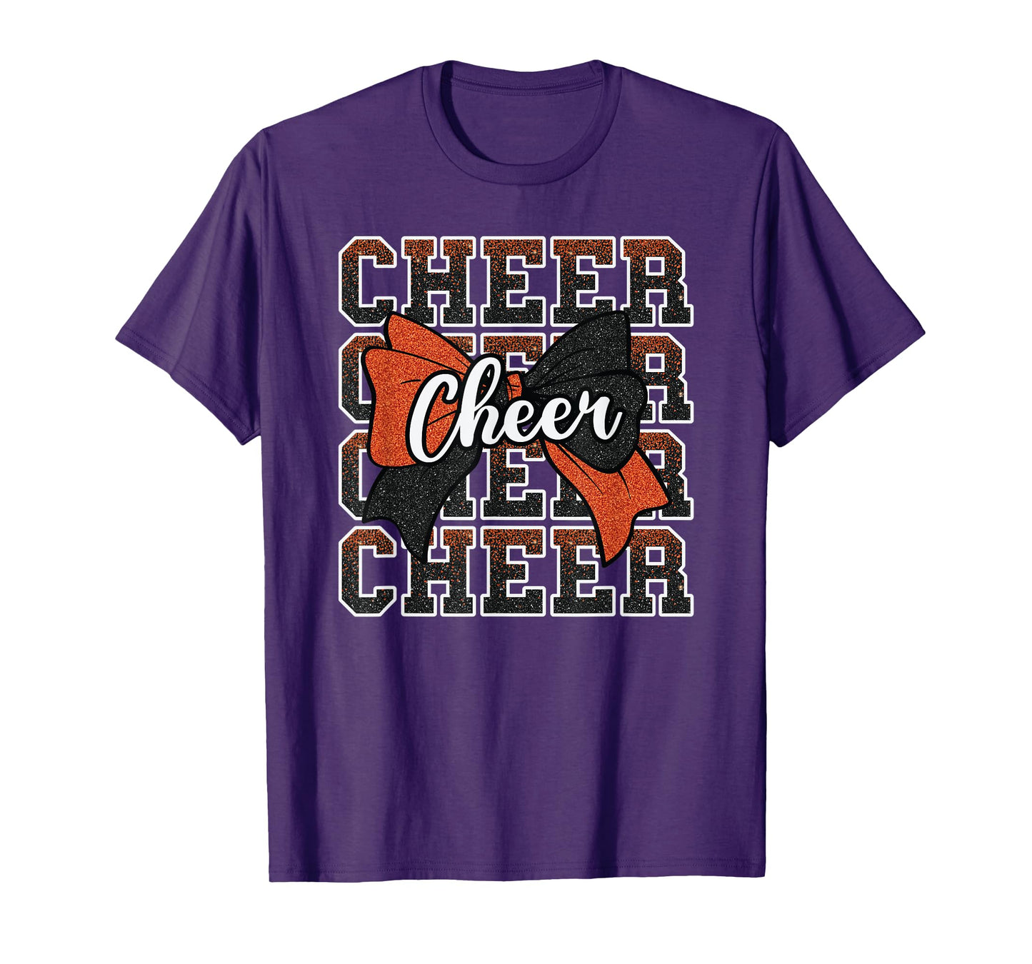 Orange Black Bow Cheer Sport Cheerleader Cheerleading Team T-Shirt