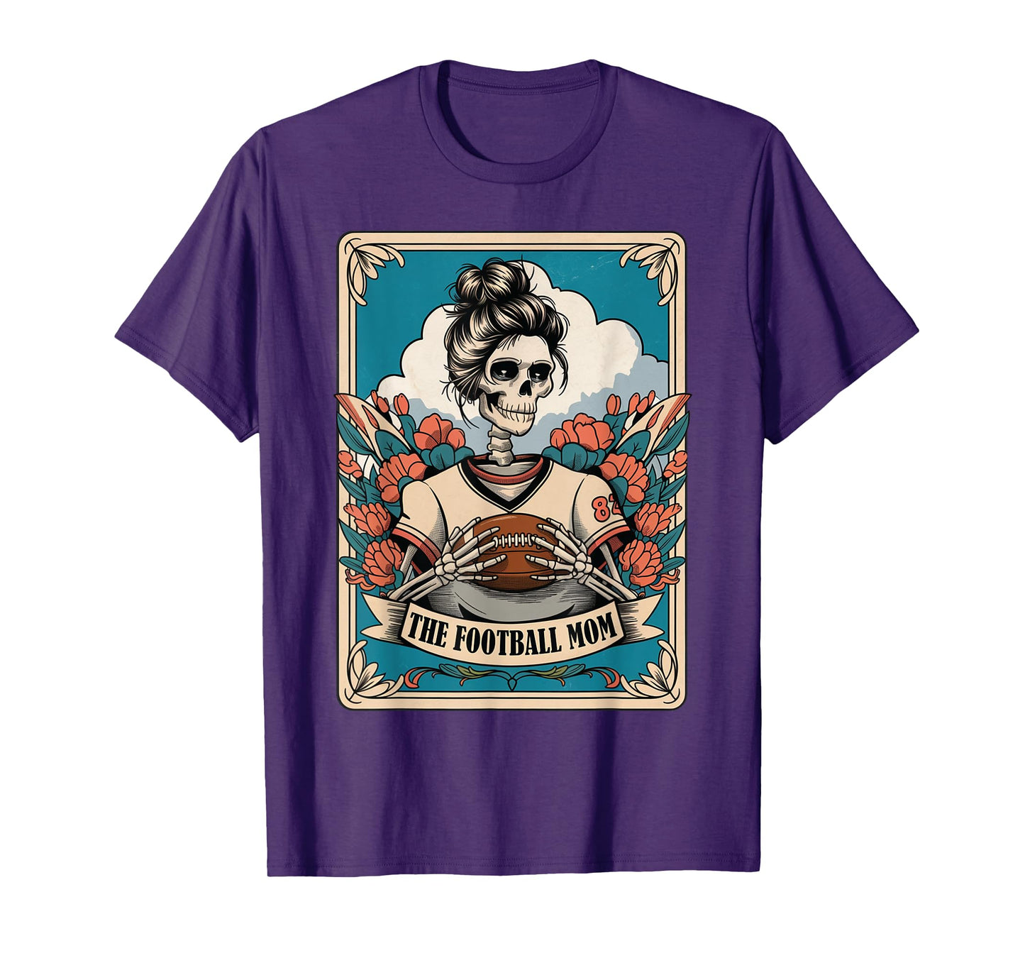 Football Mom Tarot Card Skeleton Football Mama Mother's Day T-Shirt