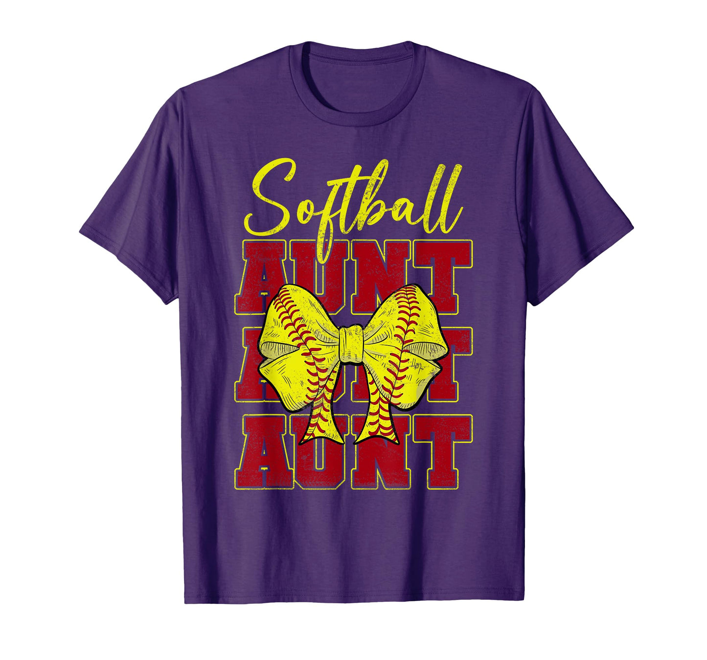 Softball Aunt Coquette Bow Sport Lover Vintage Mothers Day T-Shirt