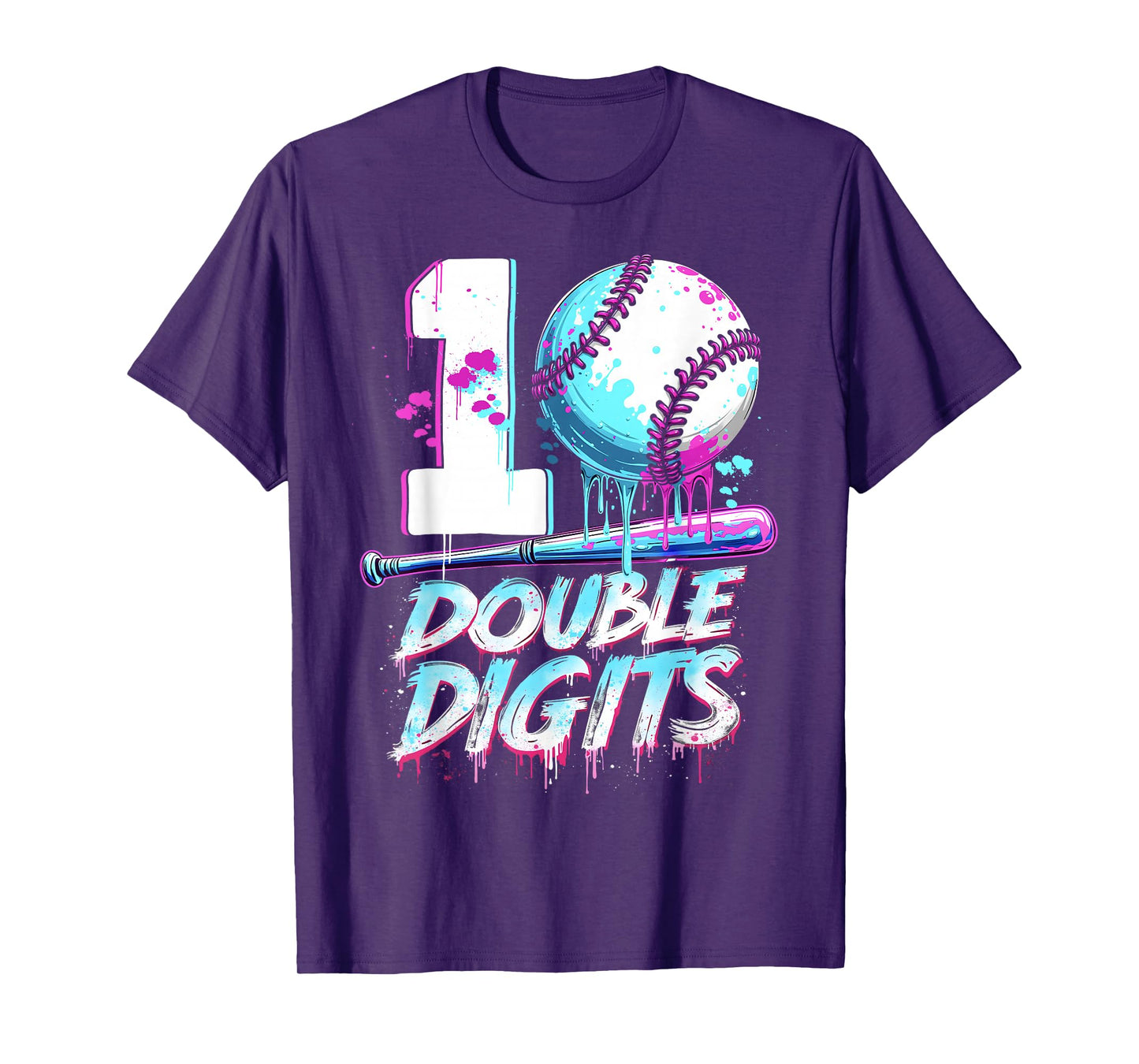 Baseball 10 Years Old Birthday Double Digits 10 Birthday Boy T-Shirt