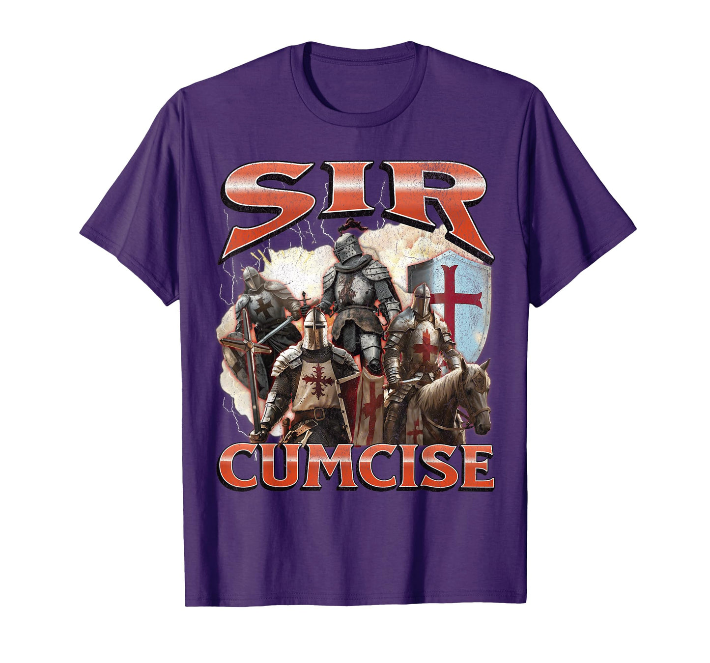 Sir Cumcise Funny Offensive Knight Meme Bootleg Graphic T-Shirt