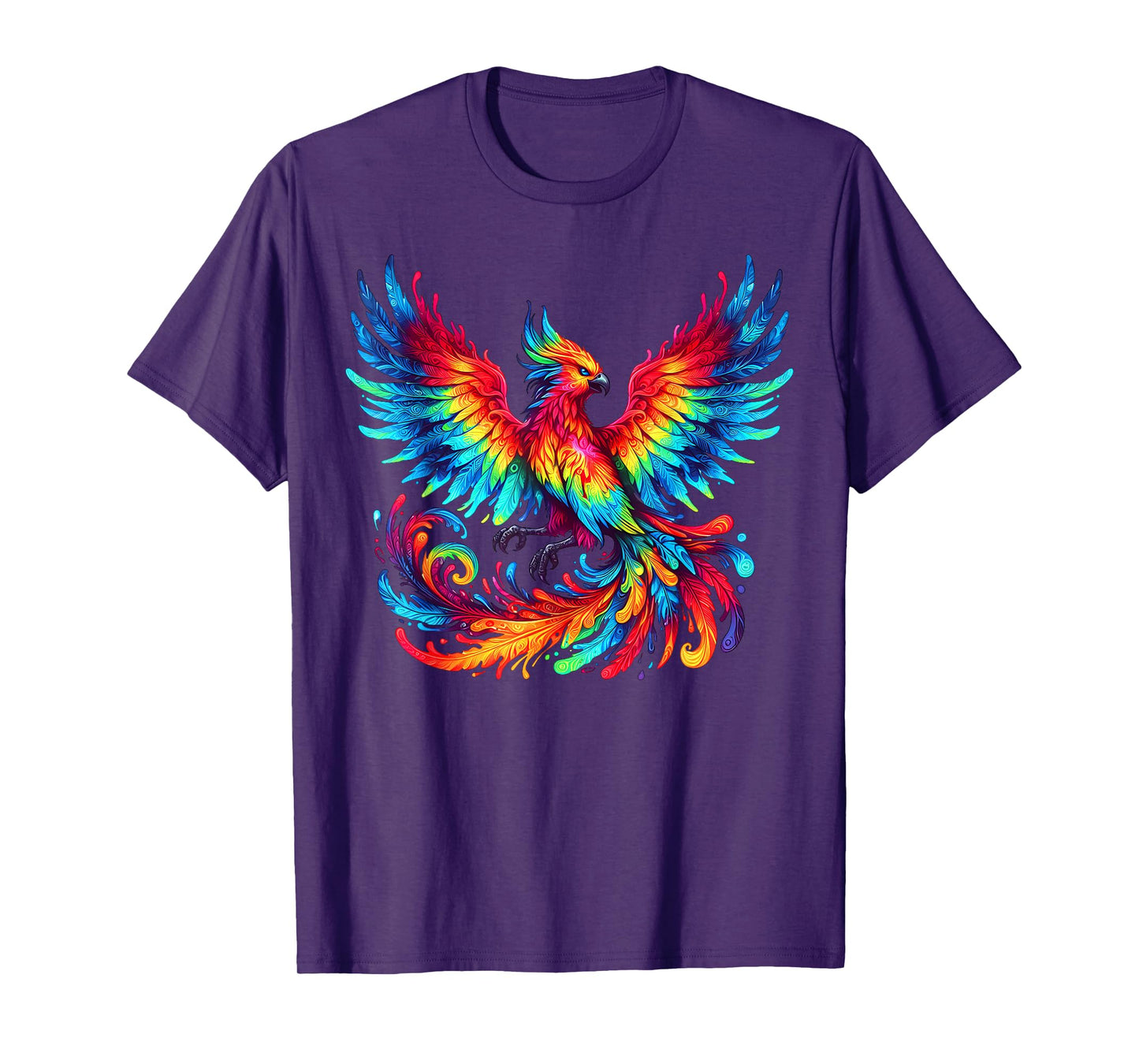 Cool Phoenix Graphic Spirit Animal Illustration Tie Dye Art T-Shirt
