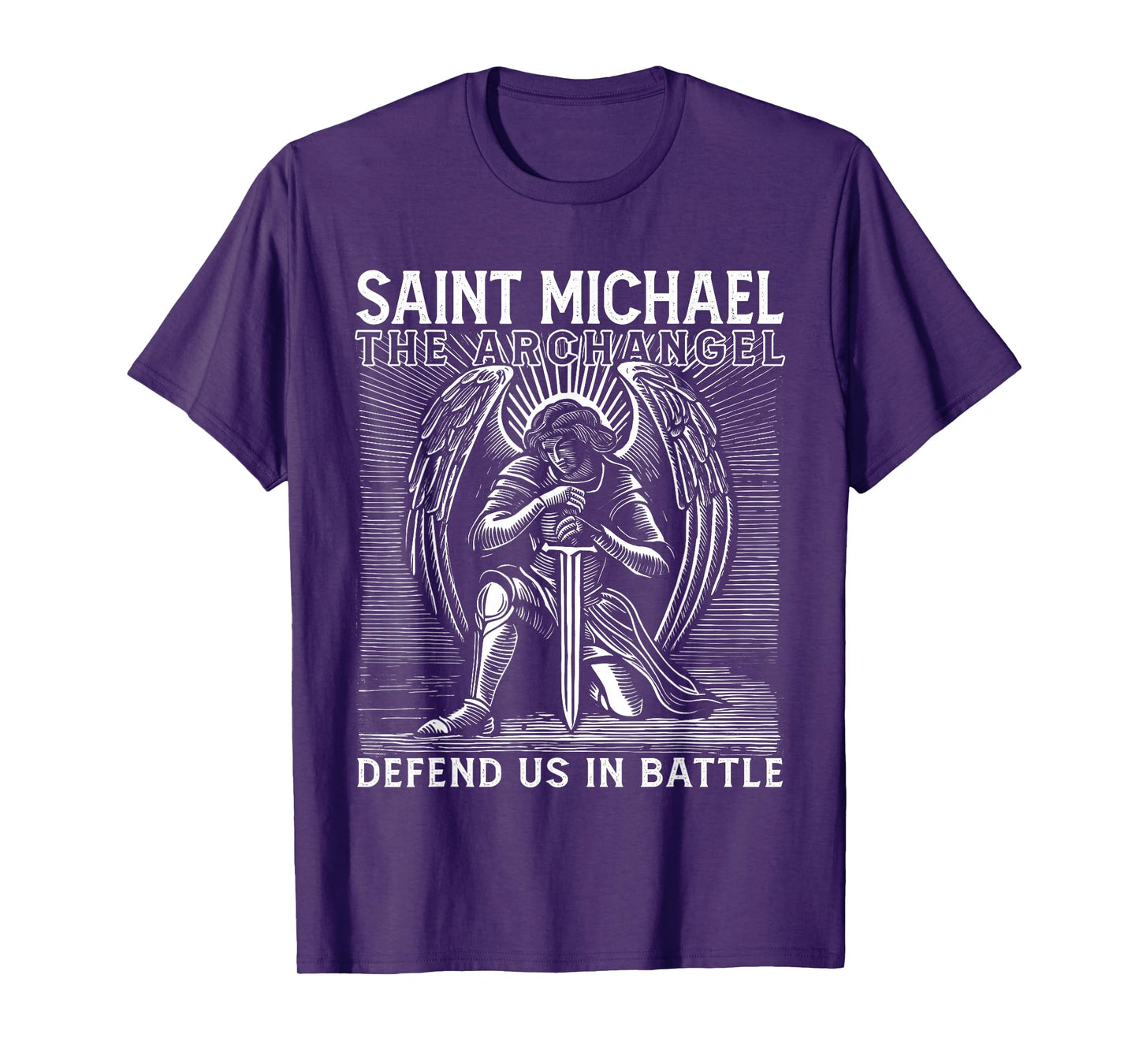 Christian Saint Michael Catholic Saint Defend Us in Battle T-Shirt