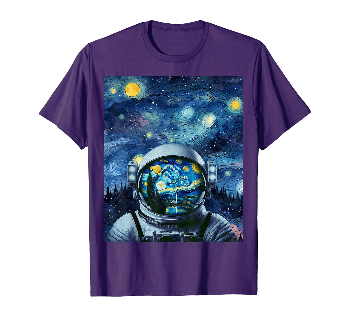 Graphic Van Gogh Starry Night Space Lovers Astronaut Lover T-Shirt