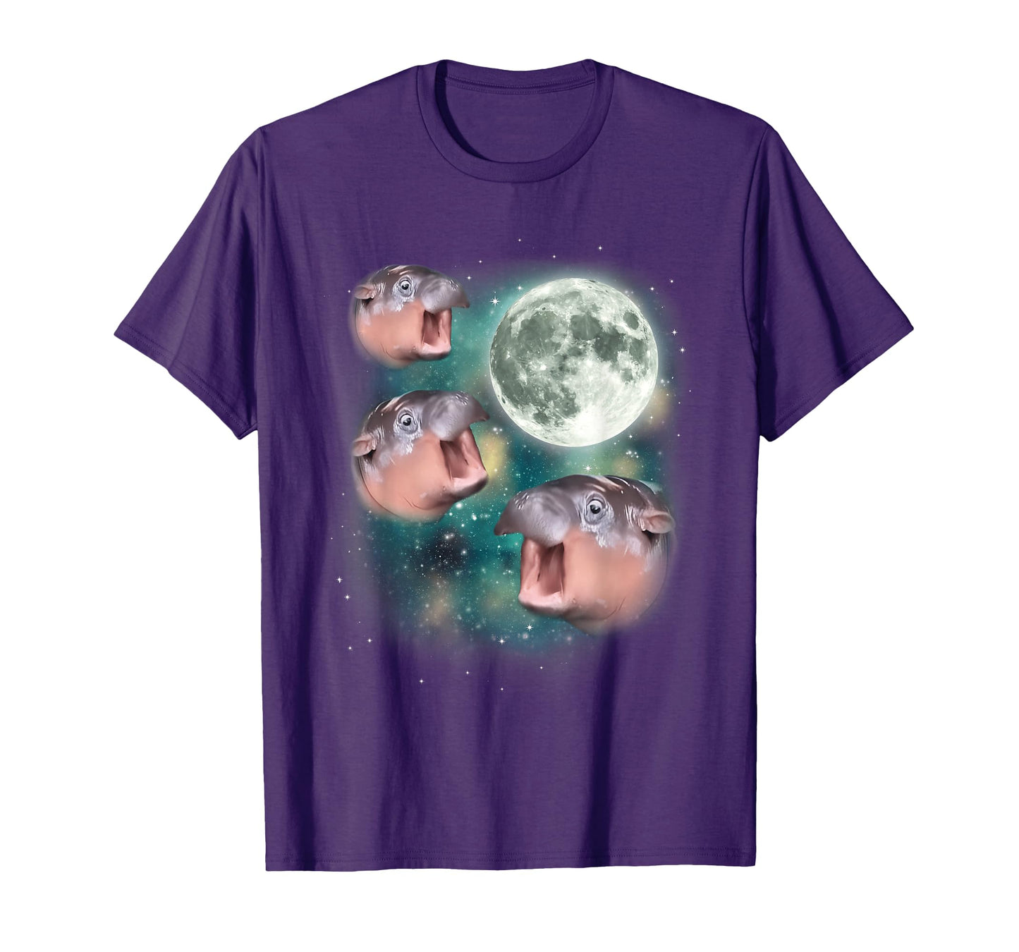 3 Moon-Deng | Baby Hippo Meme Funny Cute Hippopotamus Animal T-Shirt