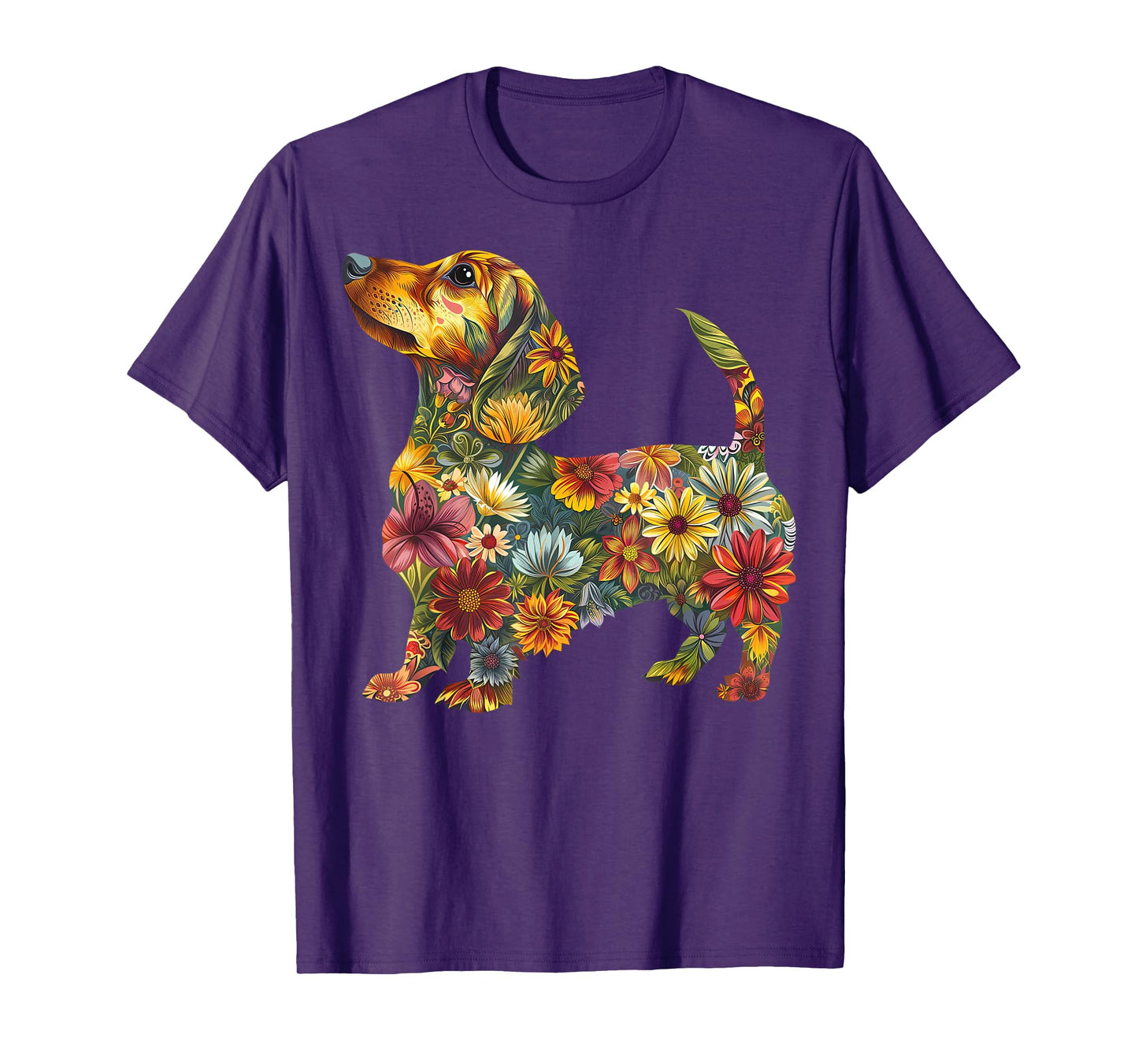 Floral Dachshund Cute Pet Dog Animal Lover Doxie Mama Women T-Shirt