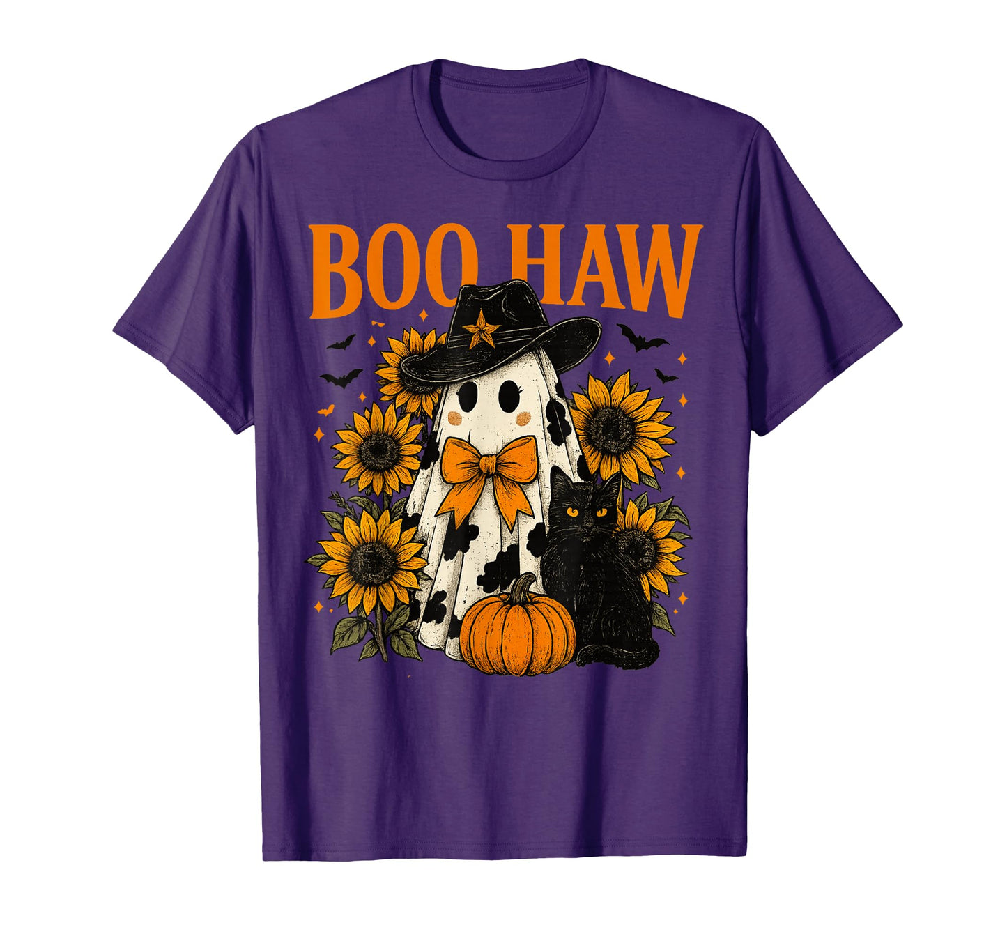 Boo Haw Retro Western Halloween Cowgirl Ghost Howdy Pumpkin T-Shirt