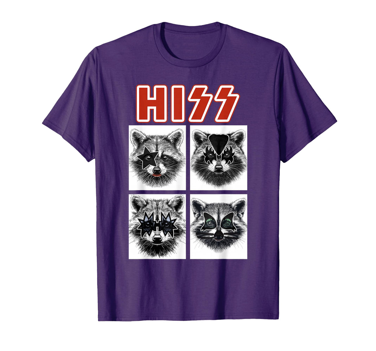 Raccoon Rock Music Band Concert Men Women Kids Funny Raccoon T-Shirt