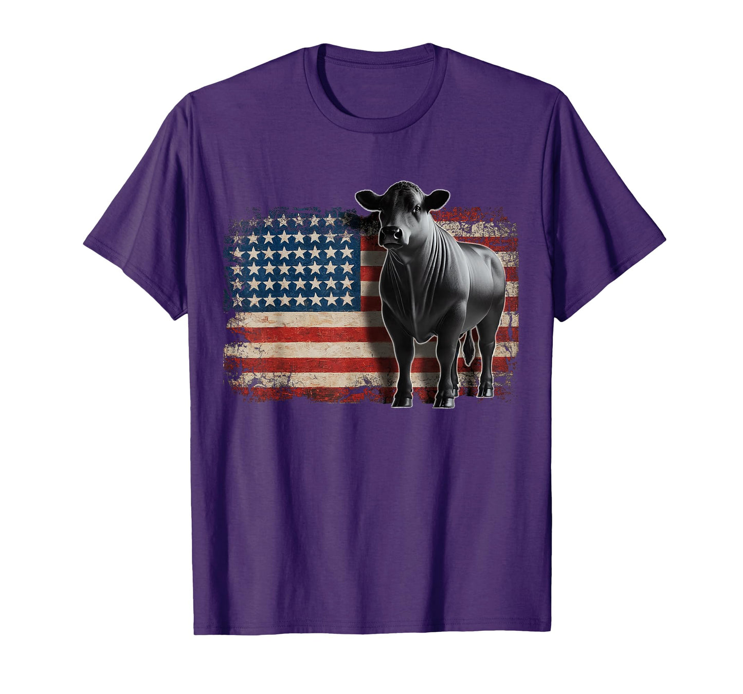 Angus Rancher USA American Flag Cow T-Shirt