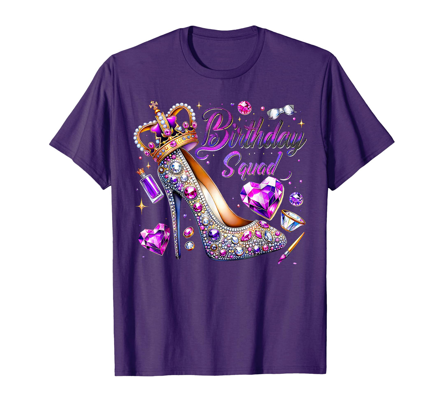 Birthday Squad Diva Squad Crown Hearts Birthday Women Girls T-Shirt