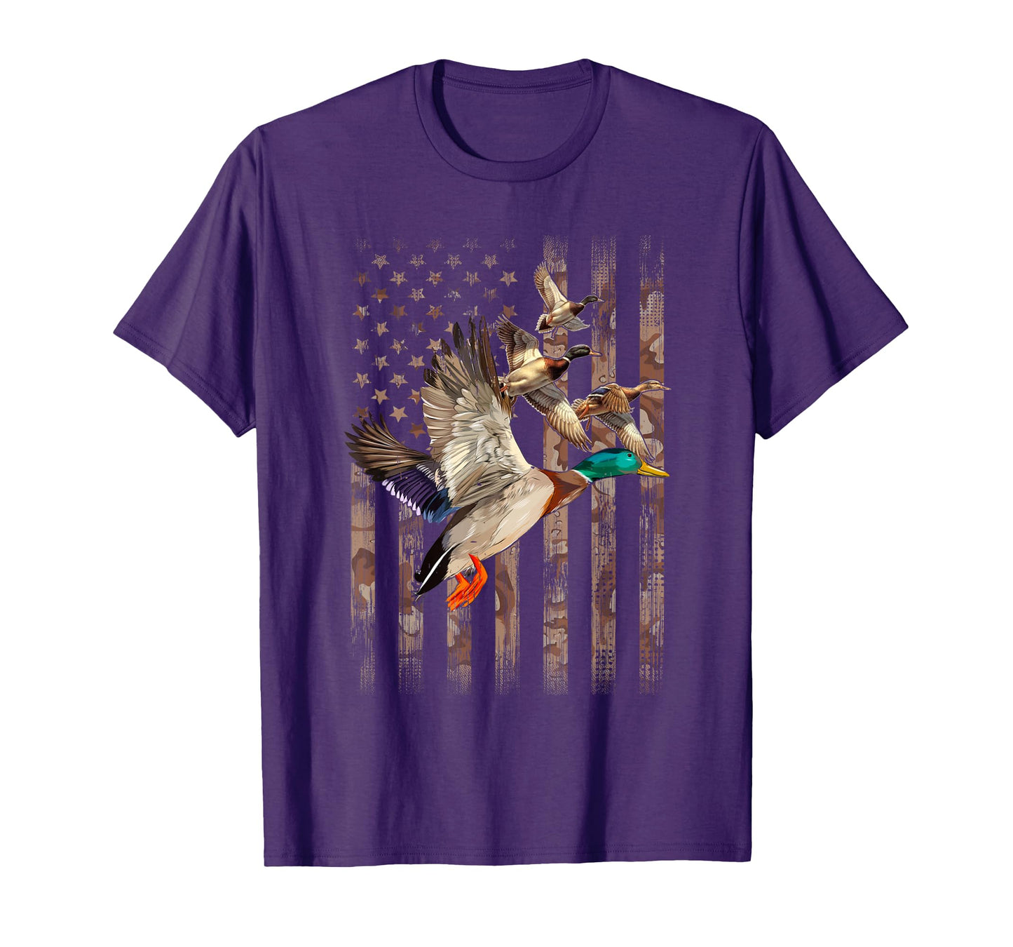 Duck Hunter American Flag Waterfowl Hunting Camouflage Men T-Shirt