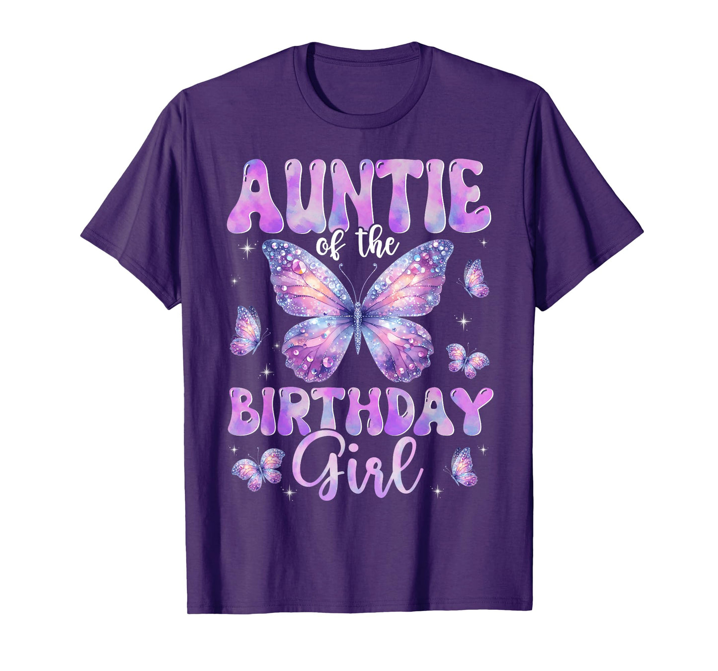 Auntie Of The Birthday Girl Butterfly Family Matching T-Shirt