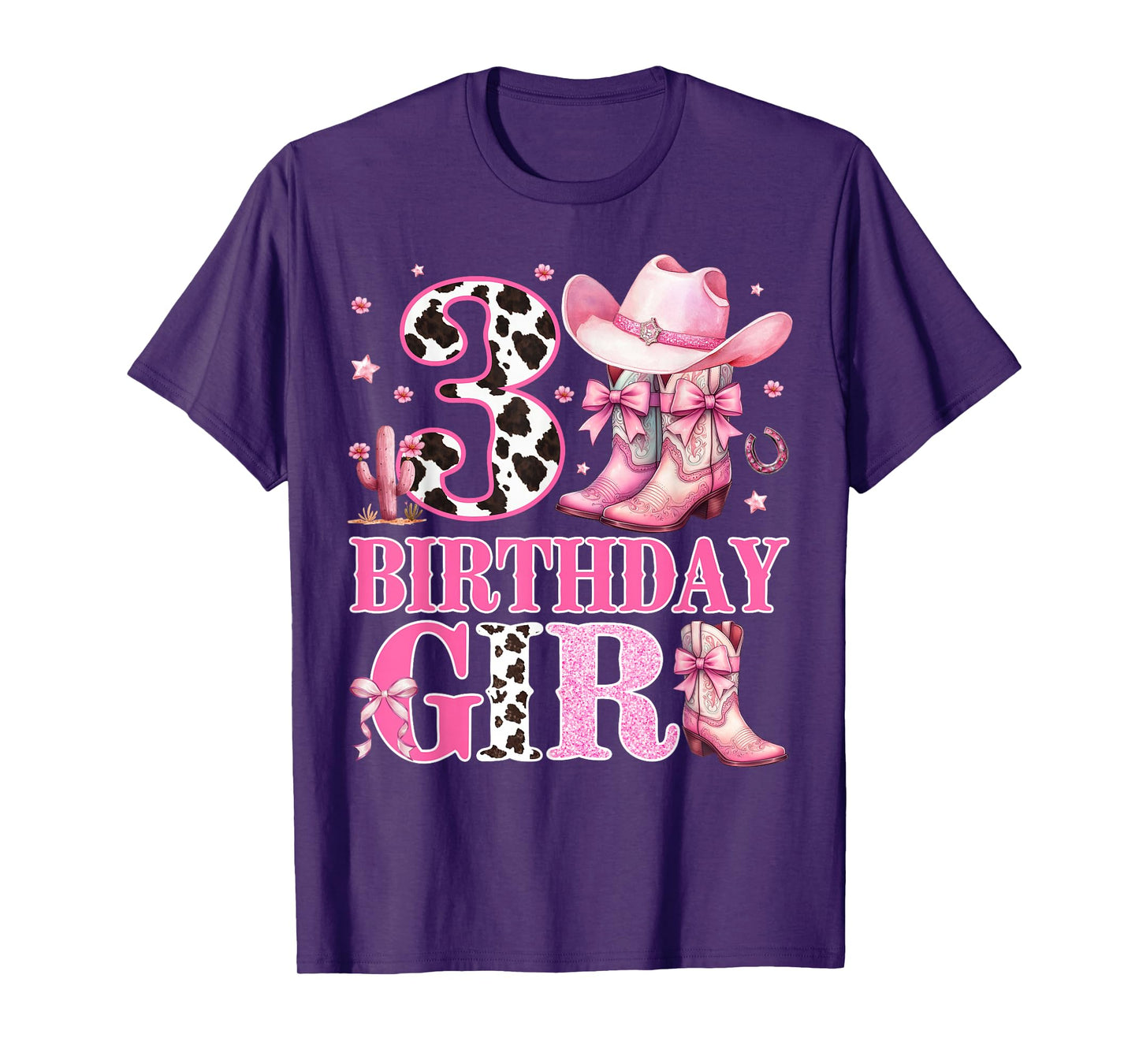 Kids 3rd Birthday Girl Rodeo Western Cowgirl Birthday Party T-Shirt