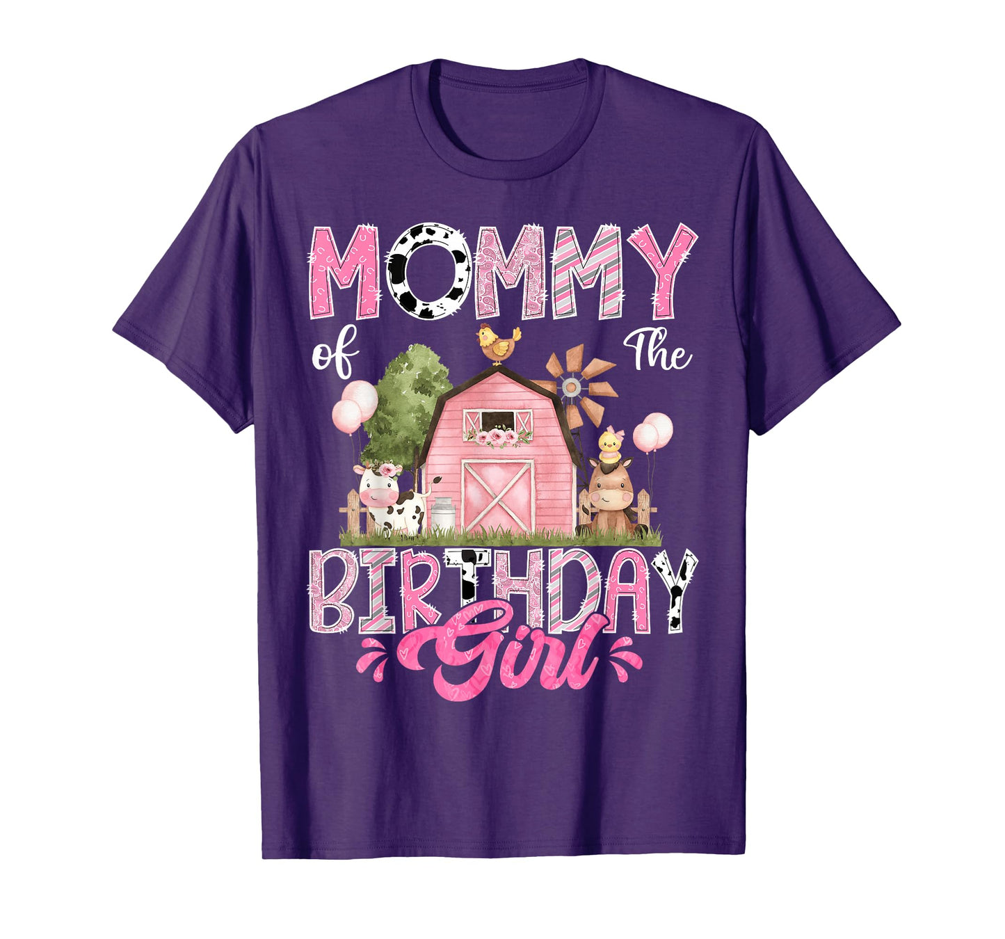 Mommy Of The Birthday Girl 1St Birthday Pink Cow Farm T-Shirt