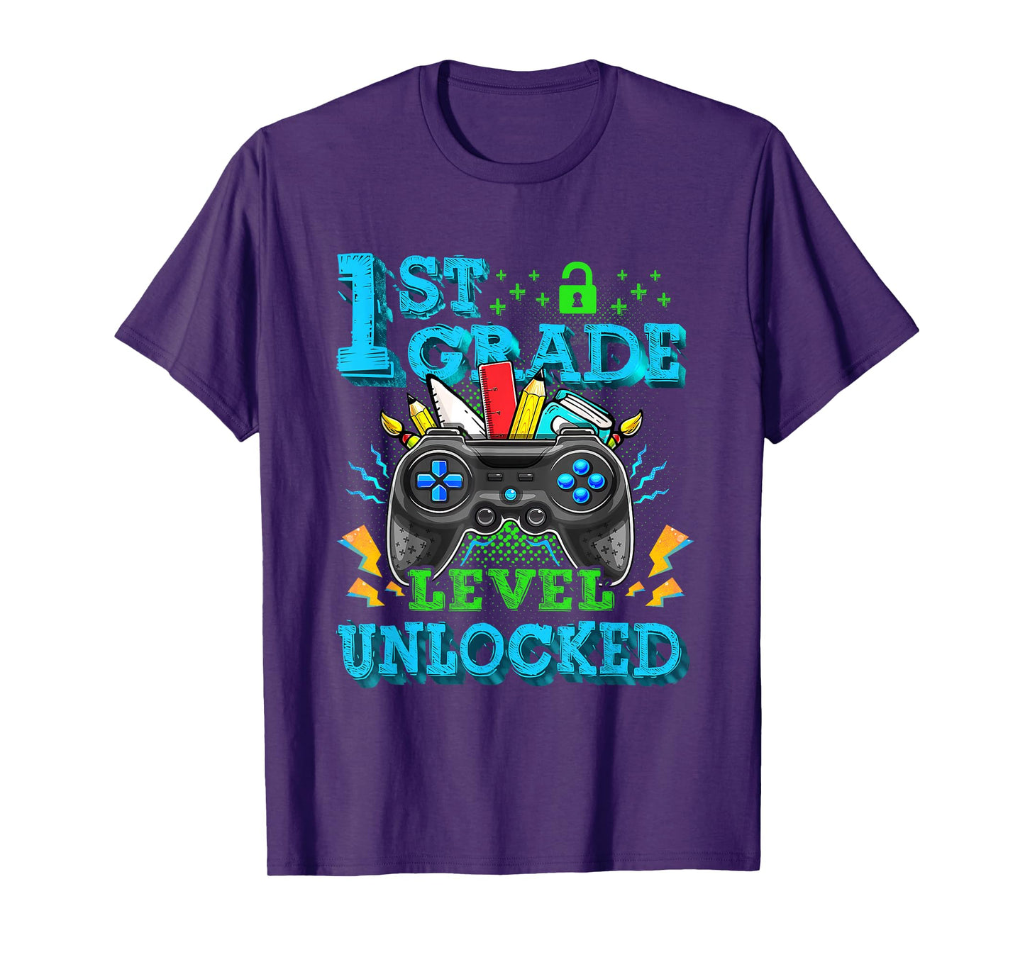 1st Grade Level Unlocked Video Game Back to School Boys T-Shirt
