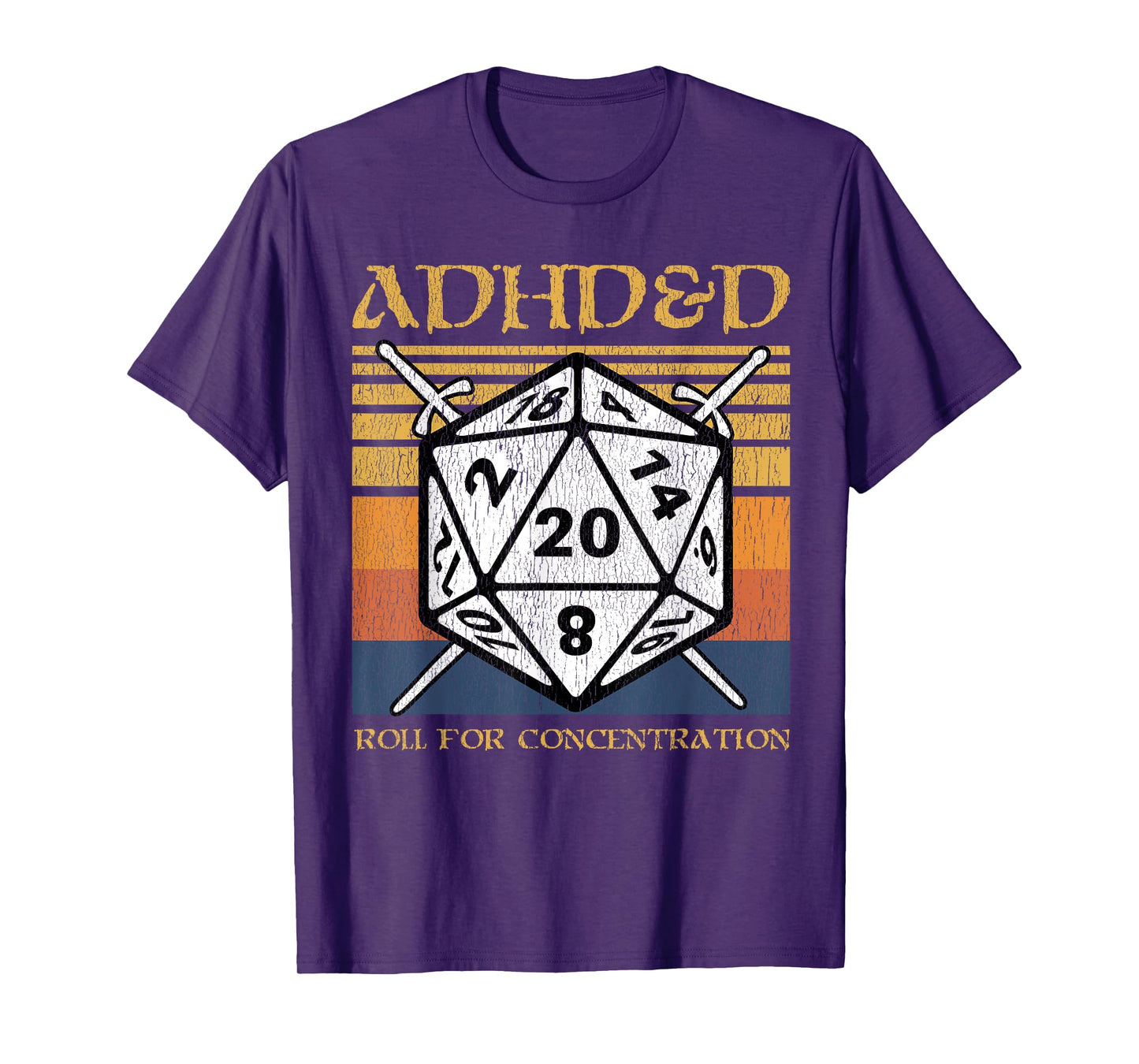 ADHD&D Roll For Concentration Retro Funny Table Top Gamer T-Shirt