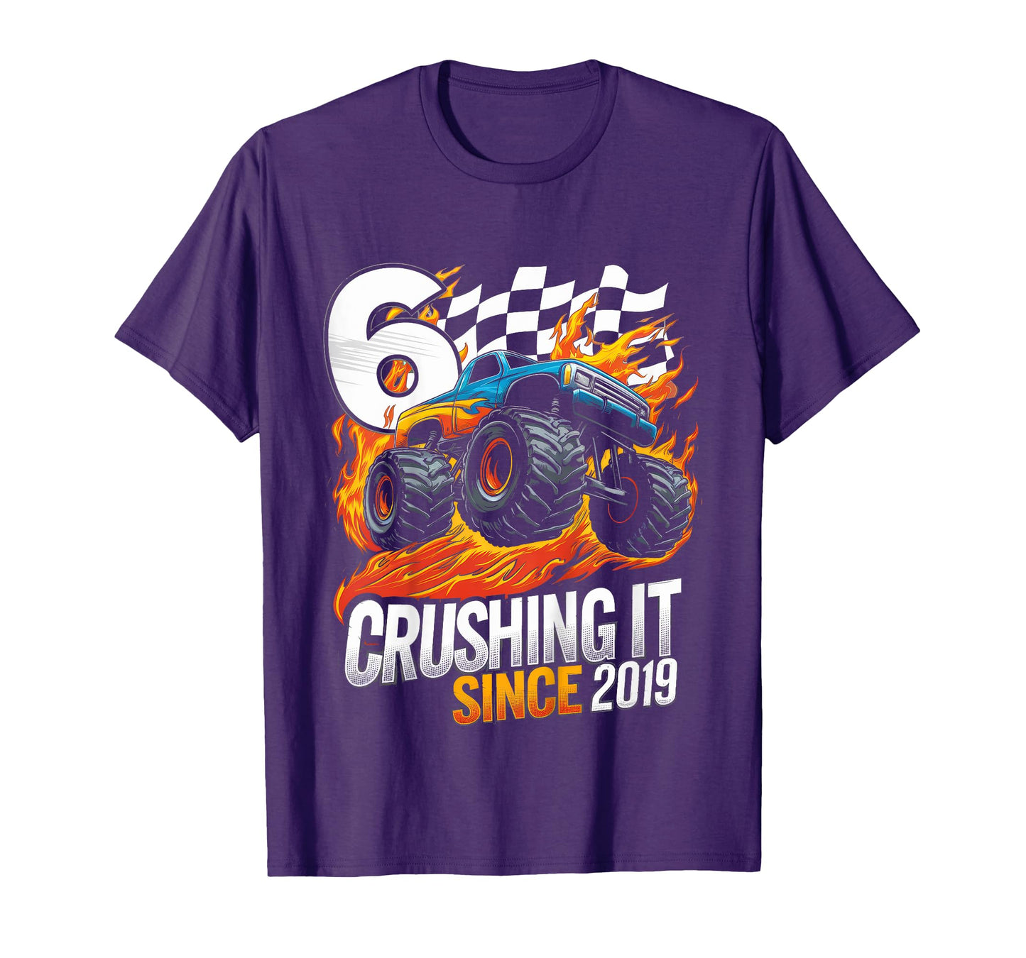 Kids Birthday 6 Years Old Boys Monster Truck Born 2019 6th Party T-Shirt