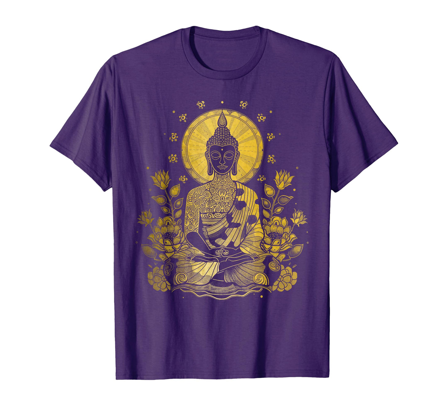 Buddha Floral Vintage Flower Yoga Buddhism Yogi Buddhist T-Shirt