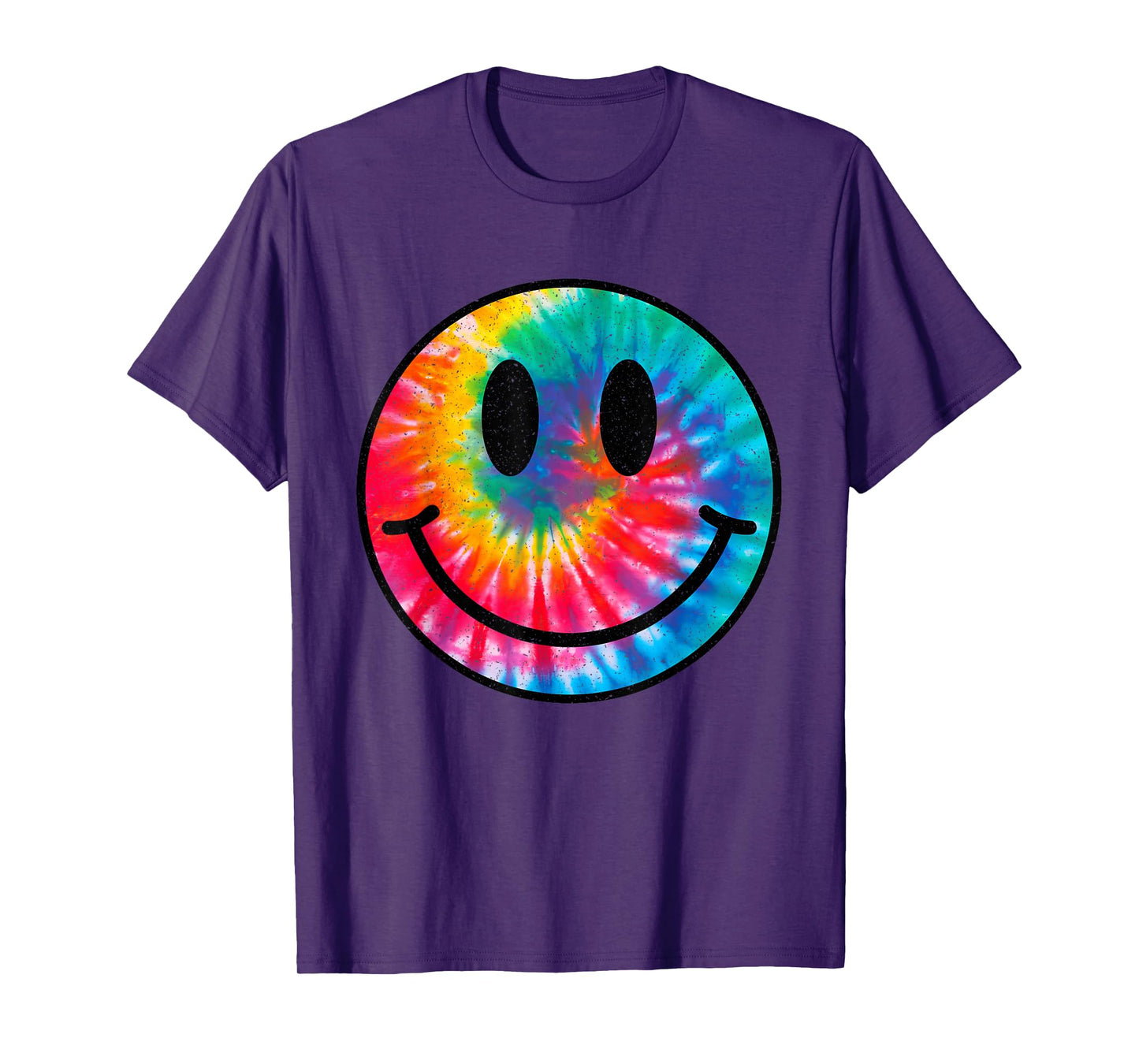 Retro Happy Face Tie Dye Checkered Pattern Smile Face Trendy T-Shirt