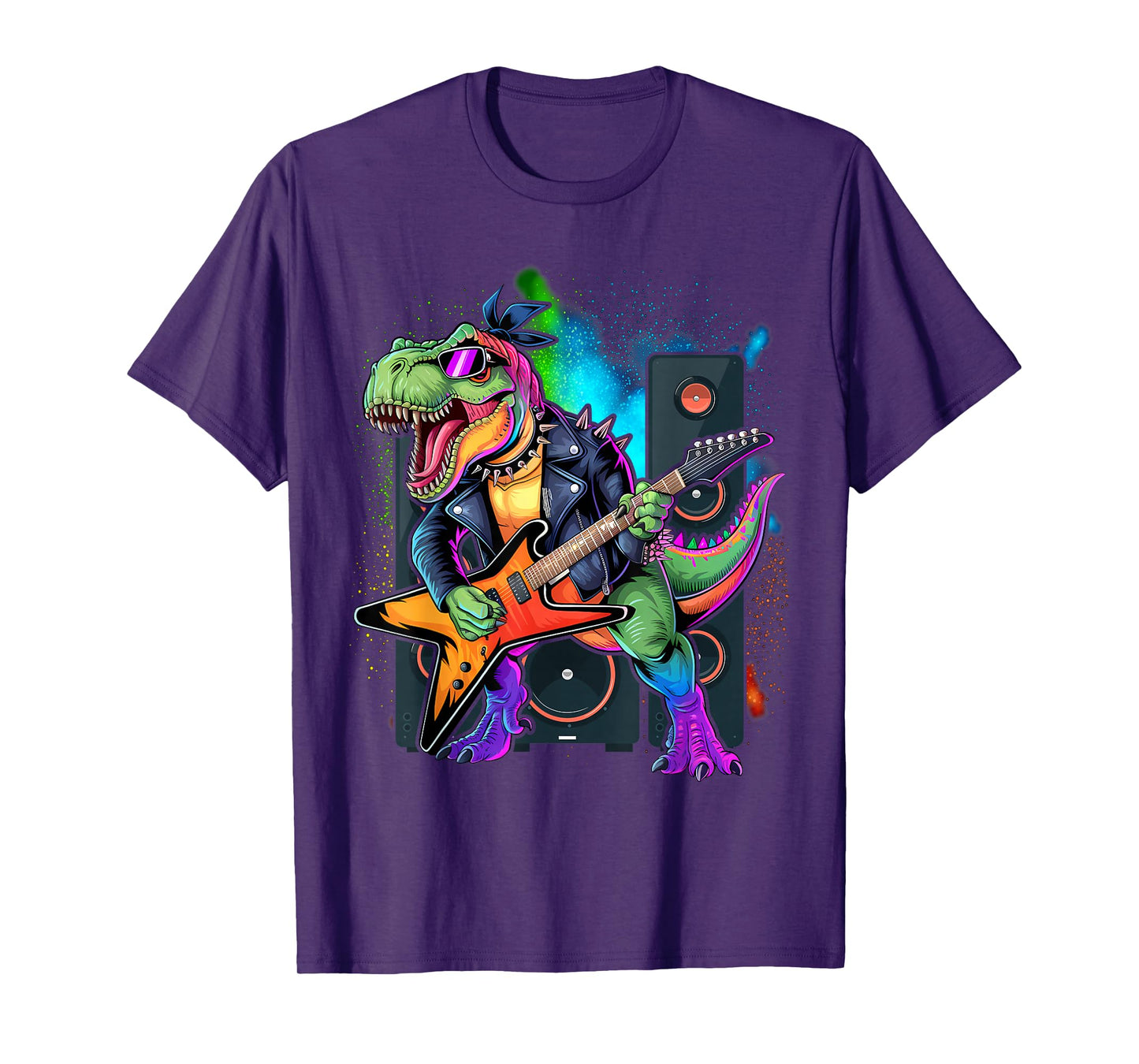 Funny Dinosaur, Rock'n Roll Goth Dino, Guitar Band T-Shirt