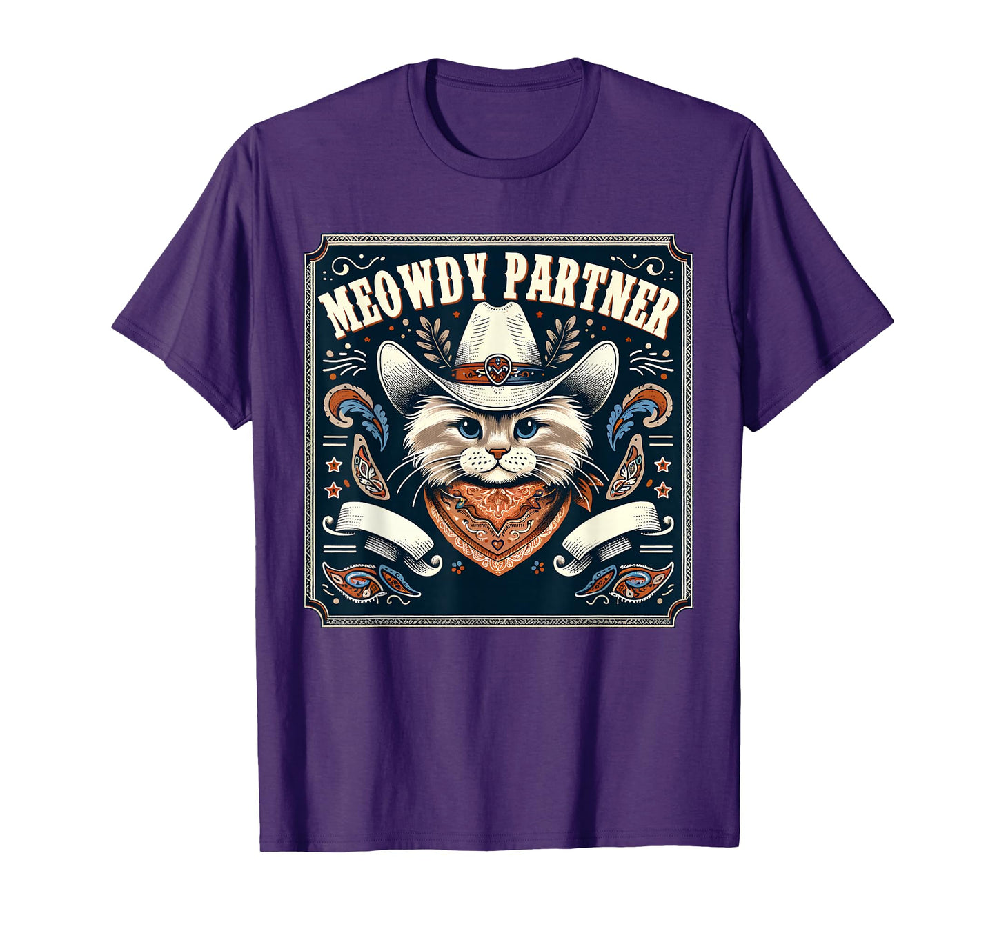 Cat Cowboy Funny Mashup Meowdy Partner Poster Western T-Shirt