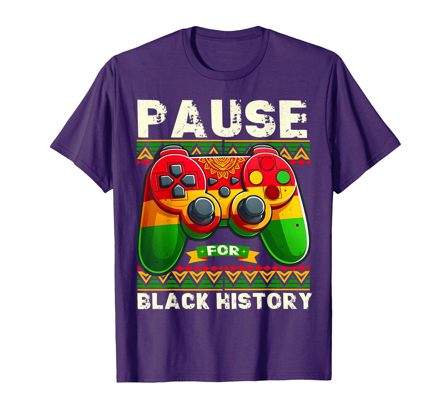 Pause For Black History Month Boys Kids Gamer Video Gaming T-Shirt