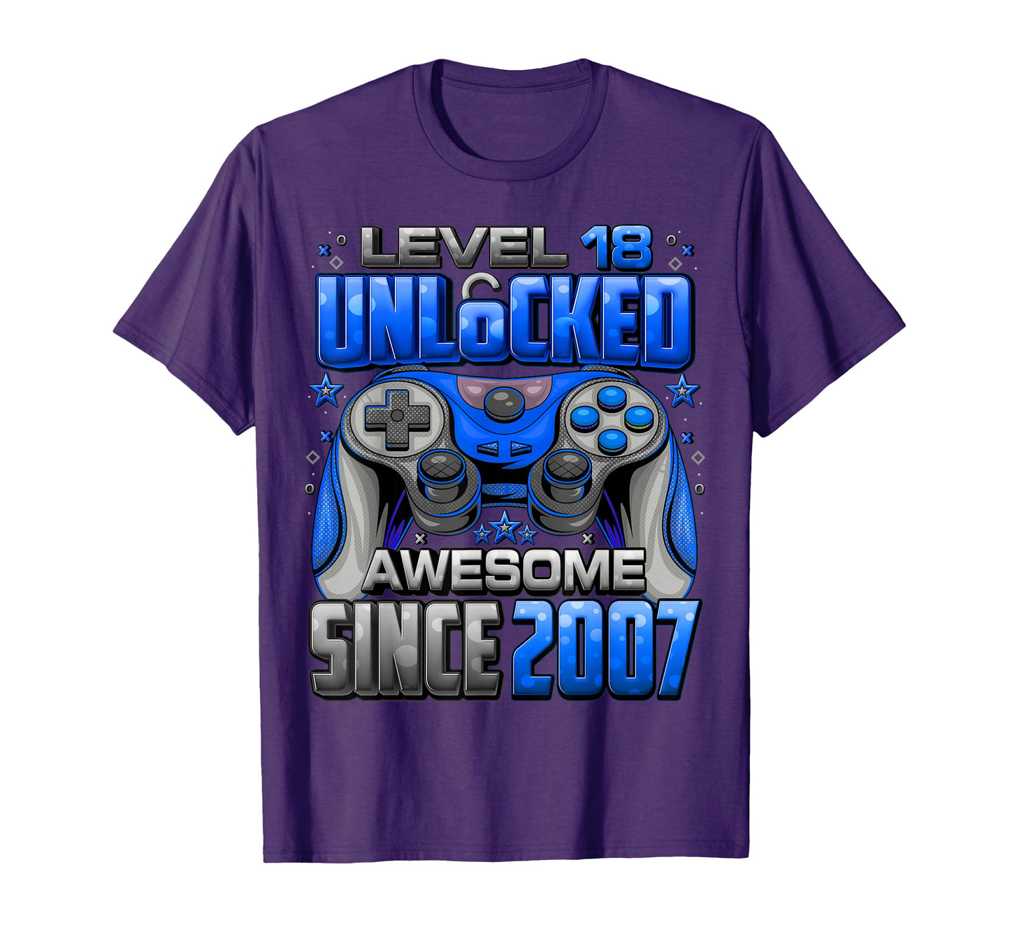 Level 18 Unlocked Awesome Since 2007 18th Birthday Gaming T-Shirt