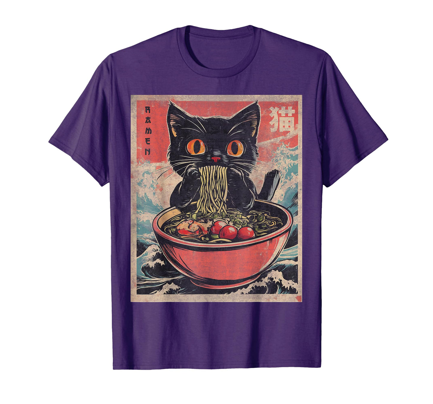 Anime Shirt For Men Women Kids Cat Ramen Noodles Unisex Anime Cat Ramen Japanese Funny Graphic Tees Kawaii Cat Anime Gifts T-Shirt Black XS