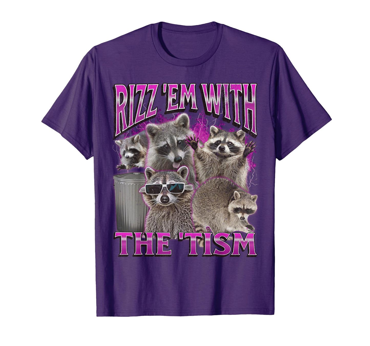 MildlyPerturbed Unisex-Adults Raccoon Meme Bootleg Vintage Graphic 90s Tee - Black, Small, Short Sleeve, T-Shirt