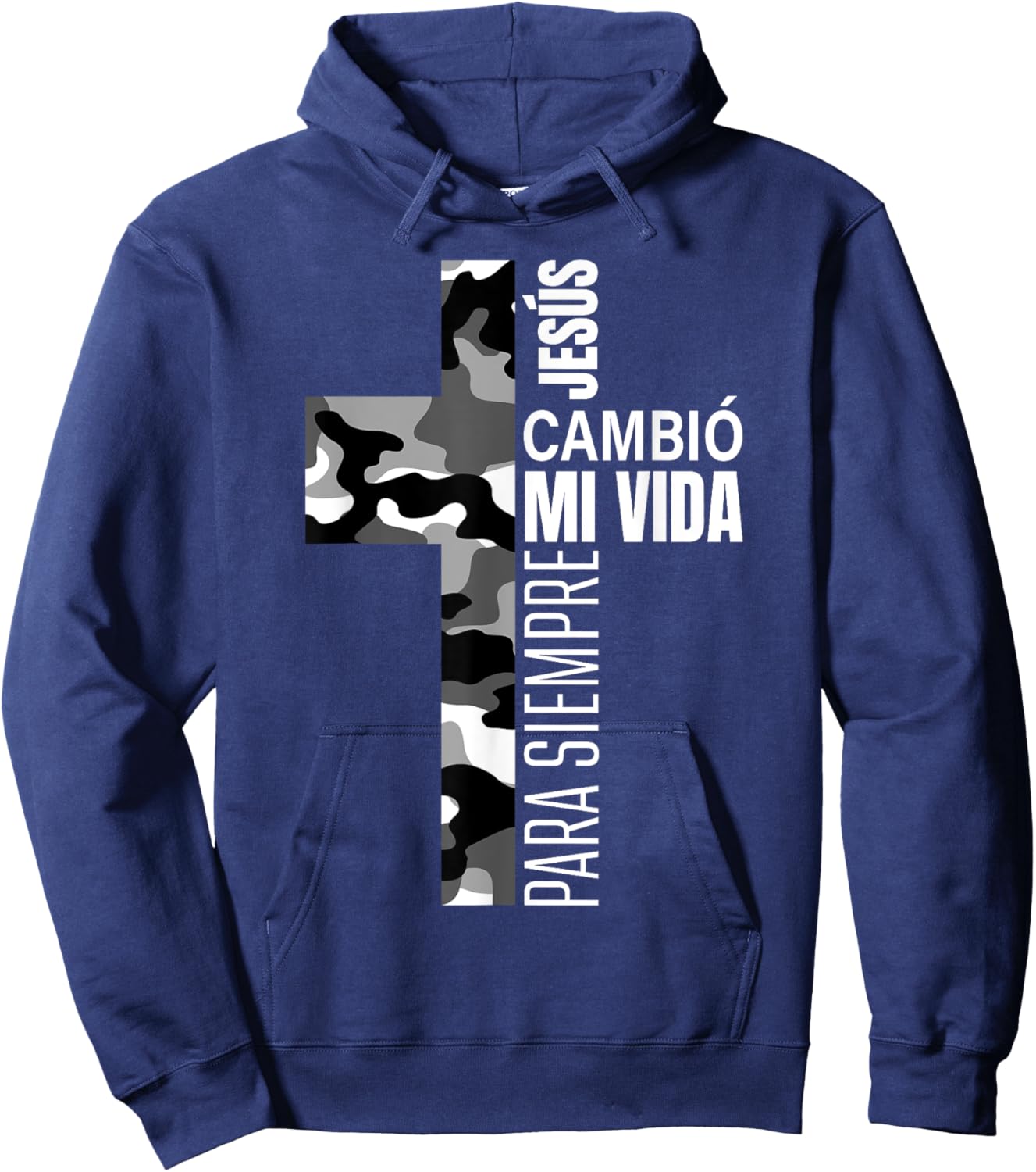 Jesús Cambió Mi Vida Christian Spanish Religious Gifts Camo Hoodie - Hoodie | Navy