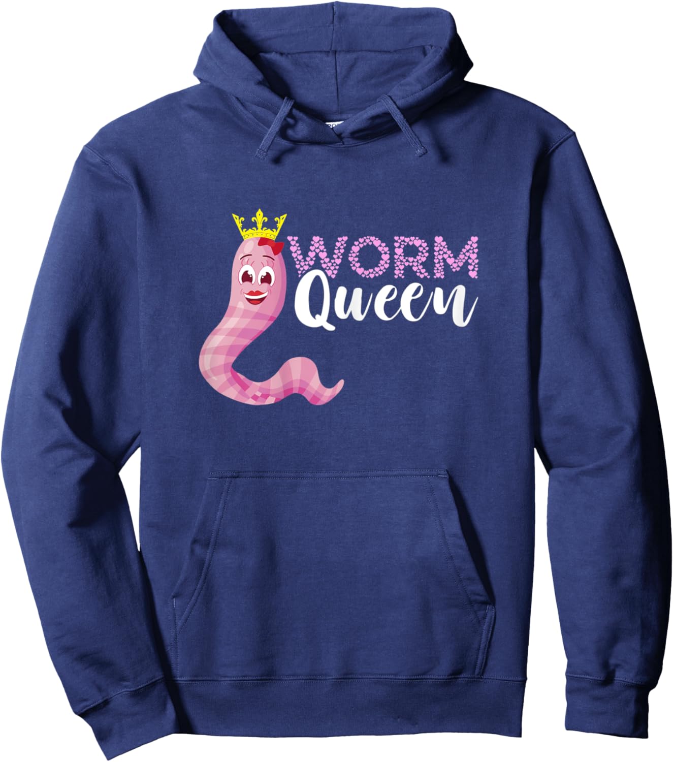 Worm Farmer Queen Crown Vermiculture Red Wiggler Worm Hoodie - Hoodie | Navy