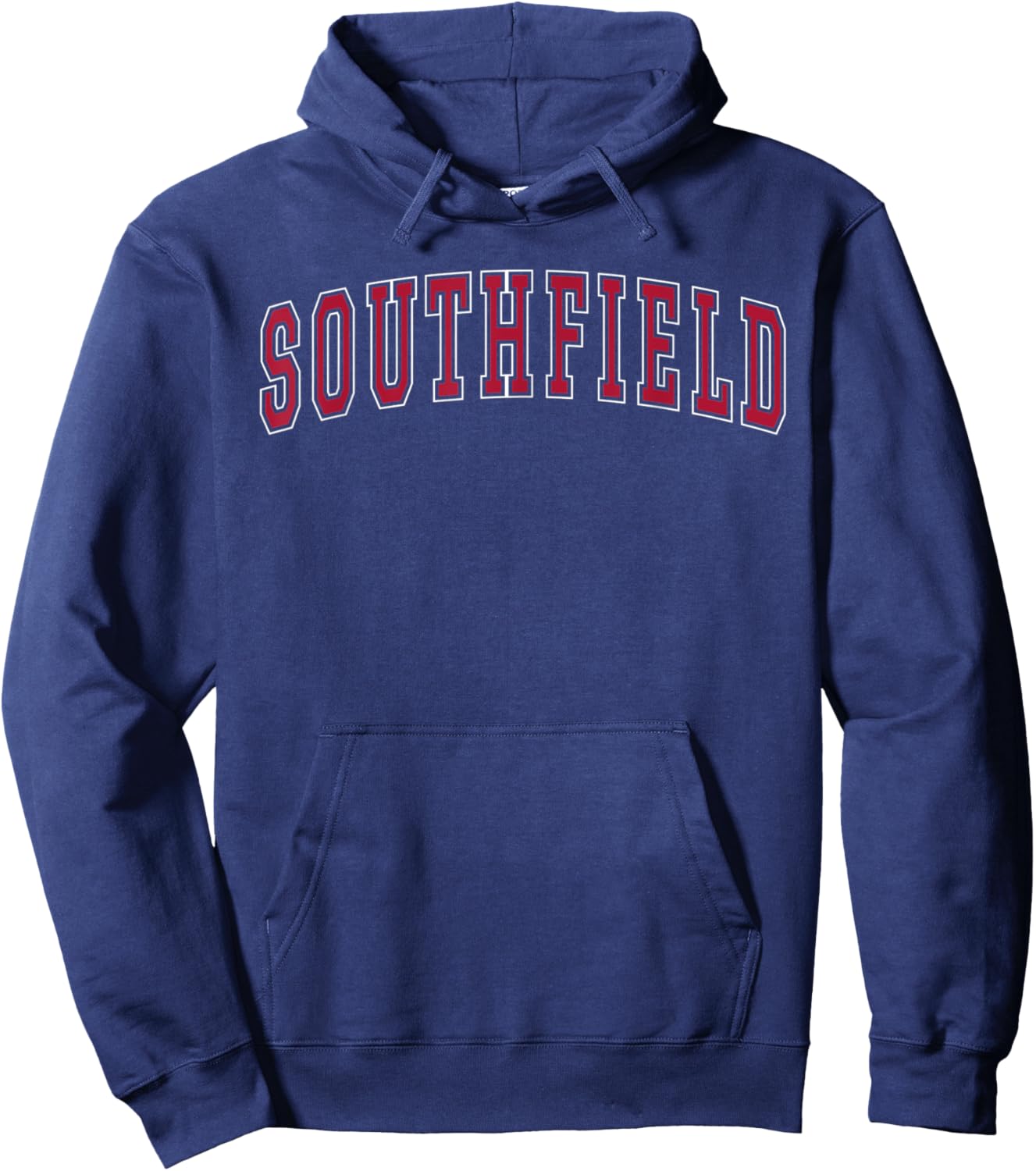 Southfield Michigan Souvenir Sport College Style Red Text Hoodie - Hoodie | Navy