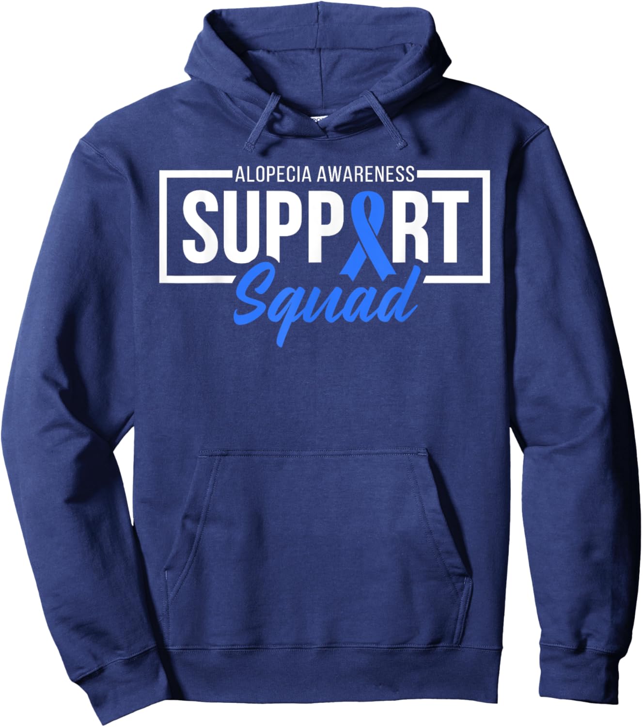 Alopecia Awareness Support Squad I Wear Blue Ribbon Hoodie - Hoodie | Navy