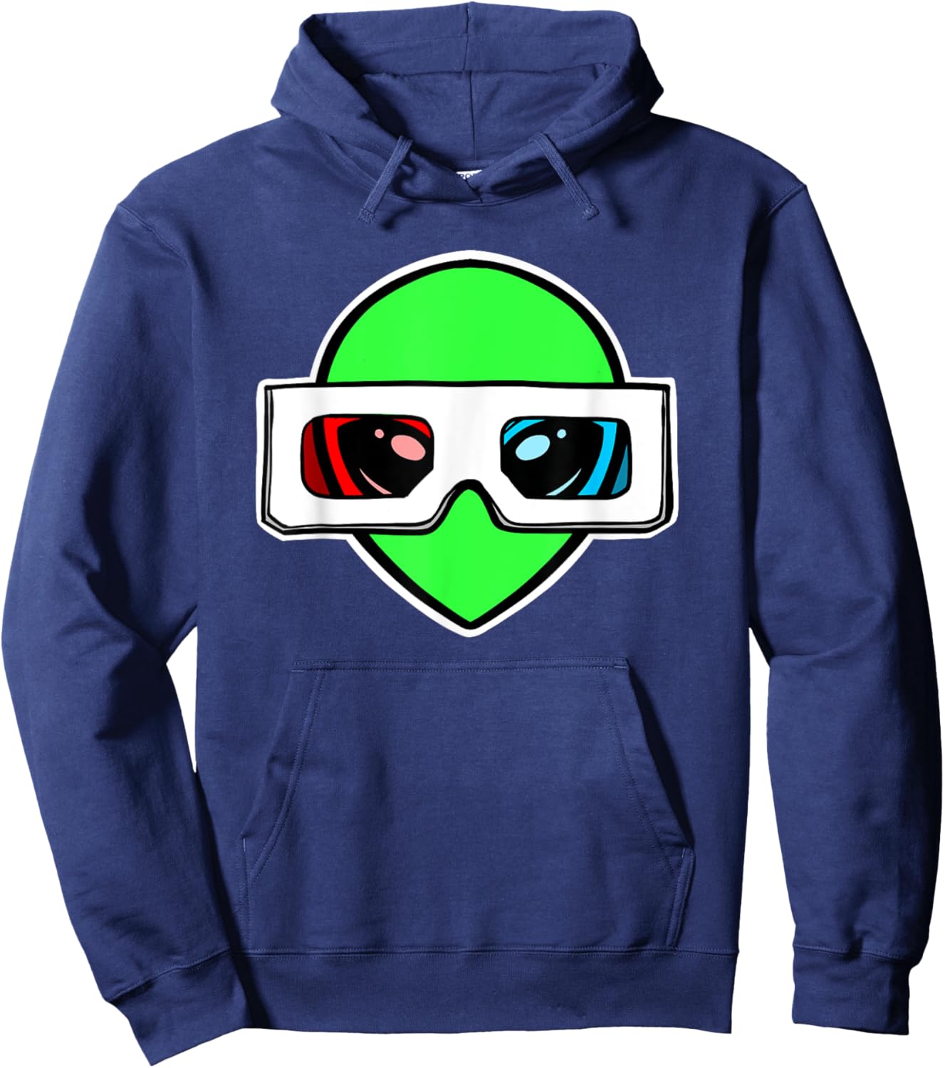 Green Alien with 3D Glasses Hoodie - Hoodie | Navy