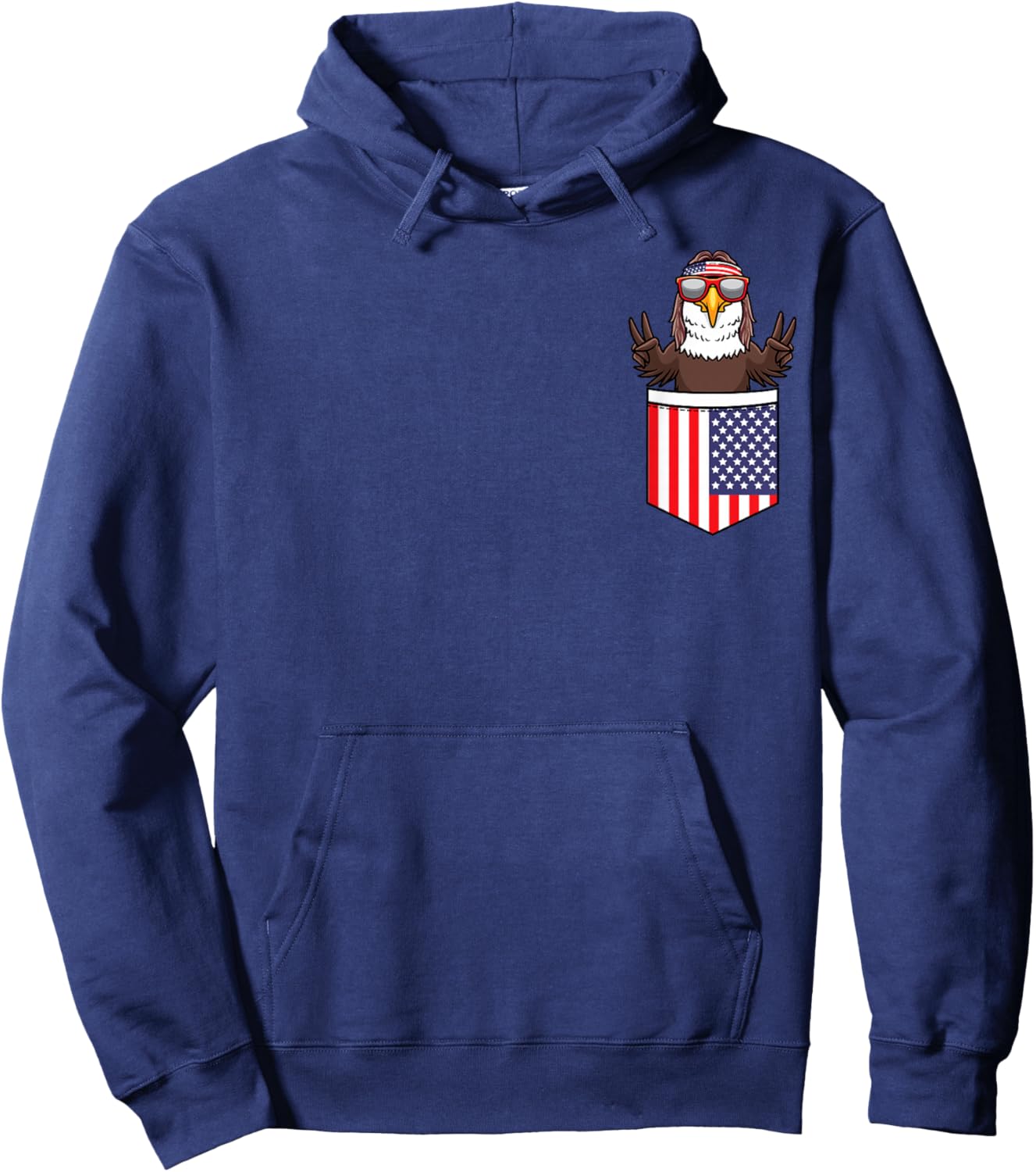 Eagle in Pocket Patriotic Independence Day 4th of July USA Hoodie - Hoodie | Navy