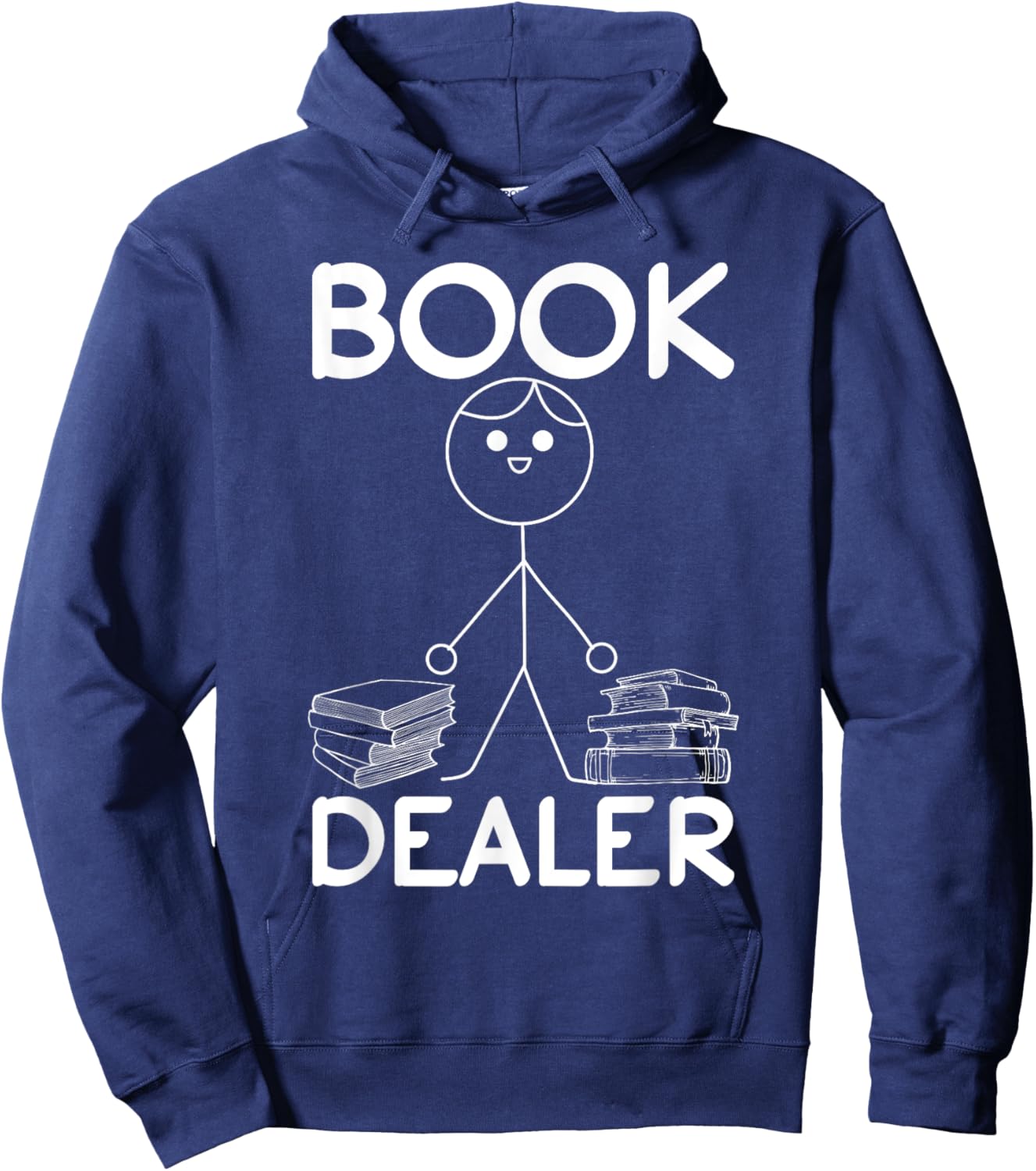 Book Dealer Stick Figure Book Lover Funny Book Reading Hoodie - Hoodie | Navy
