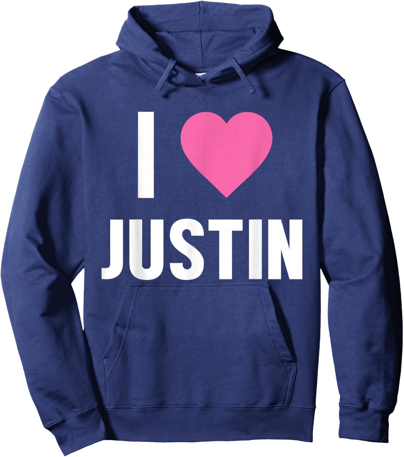 Classic I Love Justin Pink Heart Hoodie - Hoodie | Navy