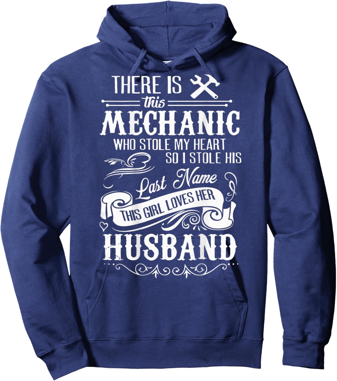 Funny Shirt This Mechanic Stole My Heart! Husband Hoodie - Hoodie | Navy