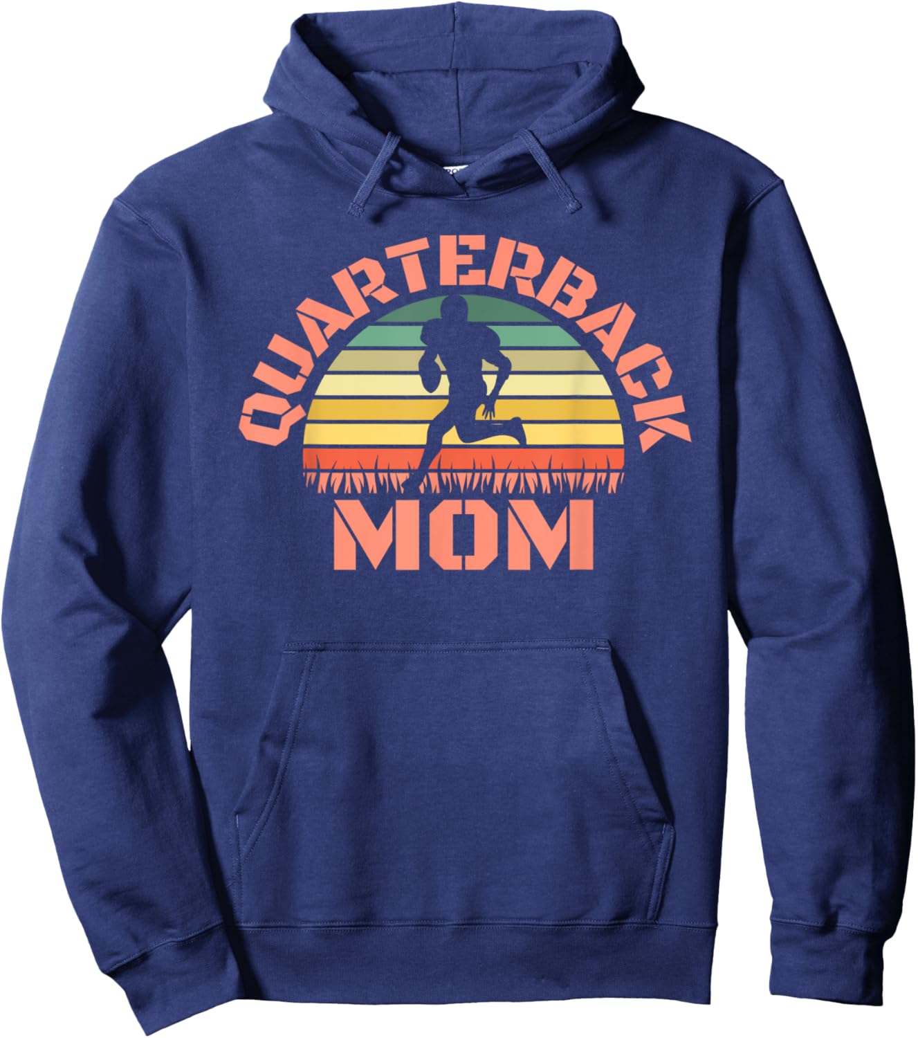 Quarterback Mom Retro Vintage Sunset Football Hoodie - Hoodie | Navy