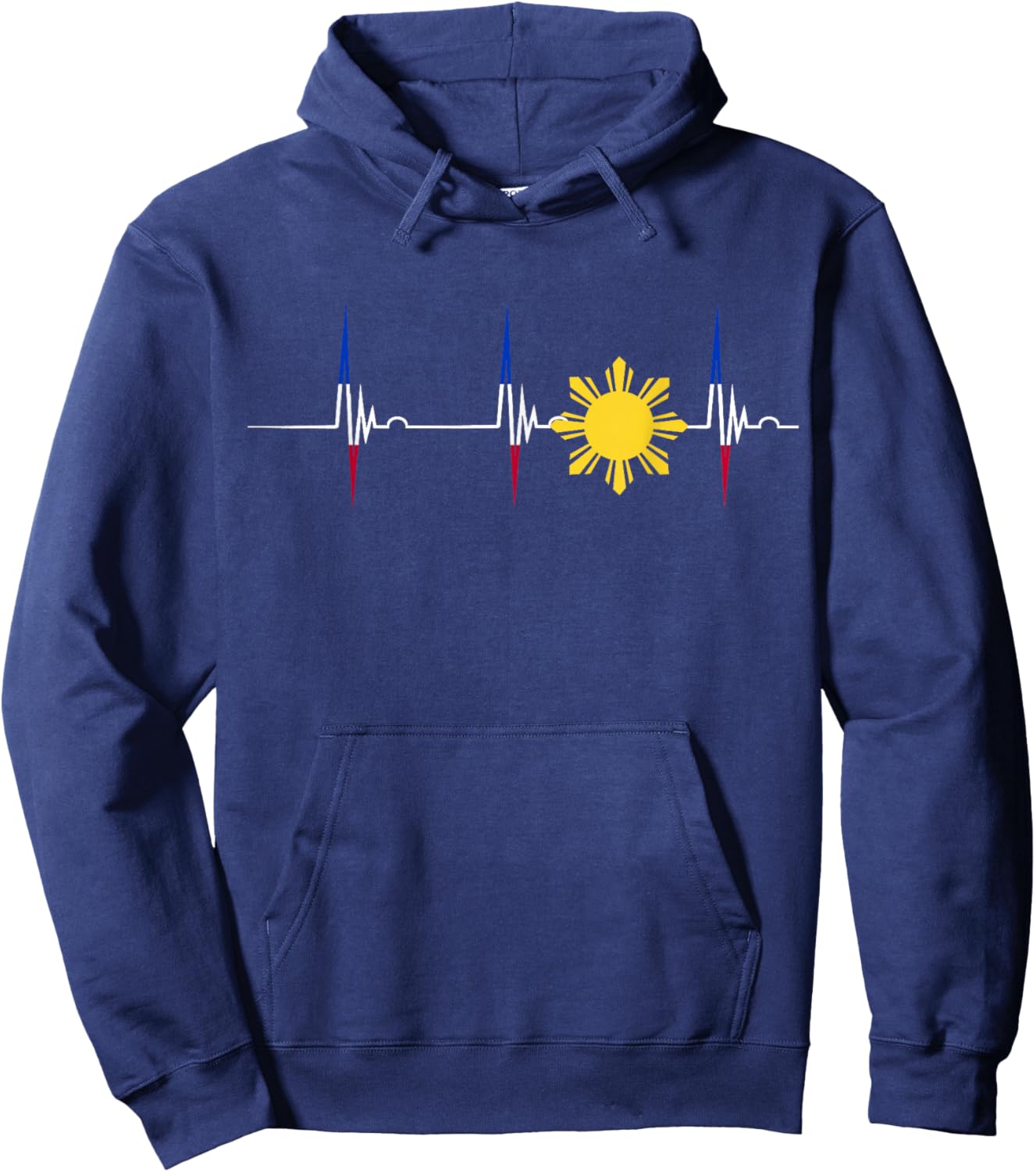 Philippines Heartbeat Pulse EKG Filipino Sun Pilipinas Hoodie - Hoodie | Navy