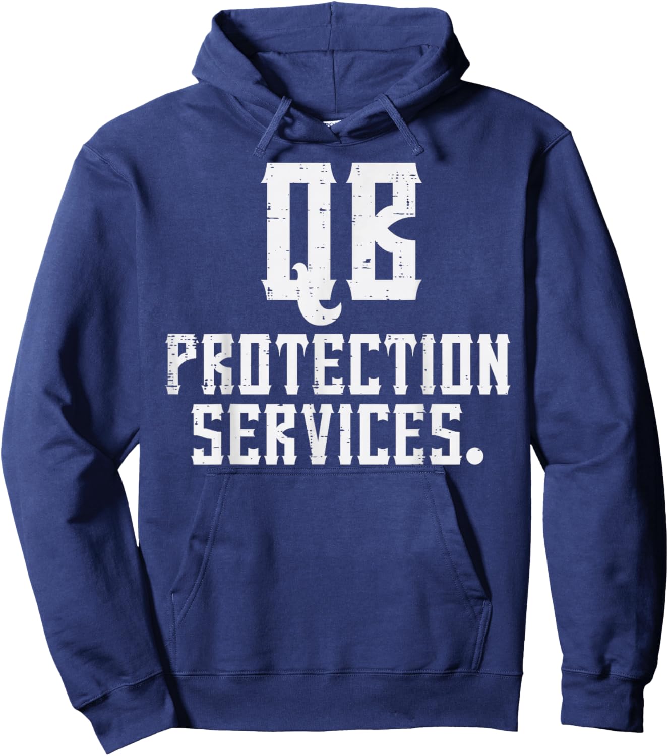 QB Protection Services Funny Quarterback Offensive Football Hoodie - Hoodie | Navy