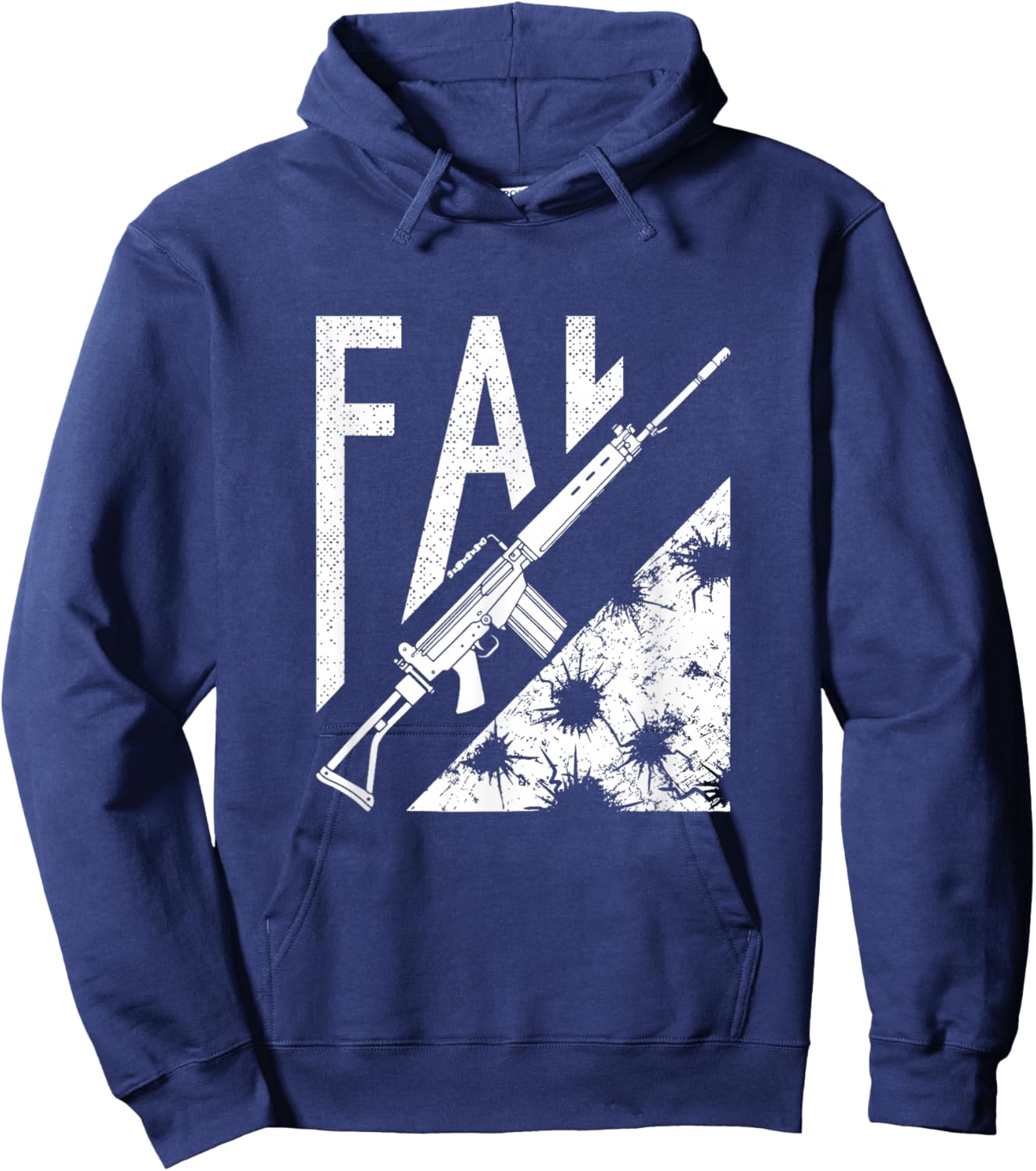 Vintage FAL Distressed Military Rifle Hoodie - Hoodie | Navy