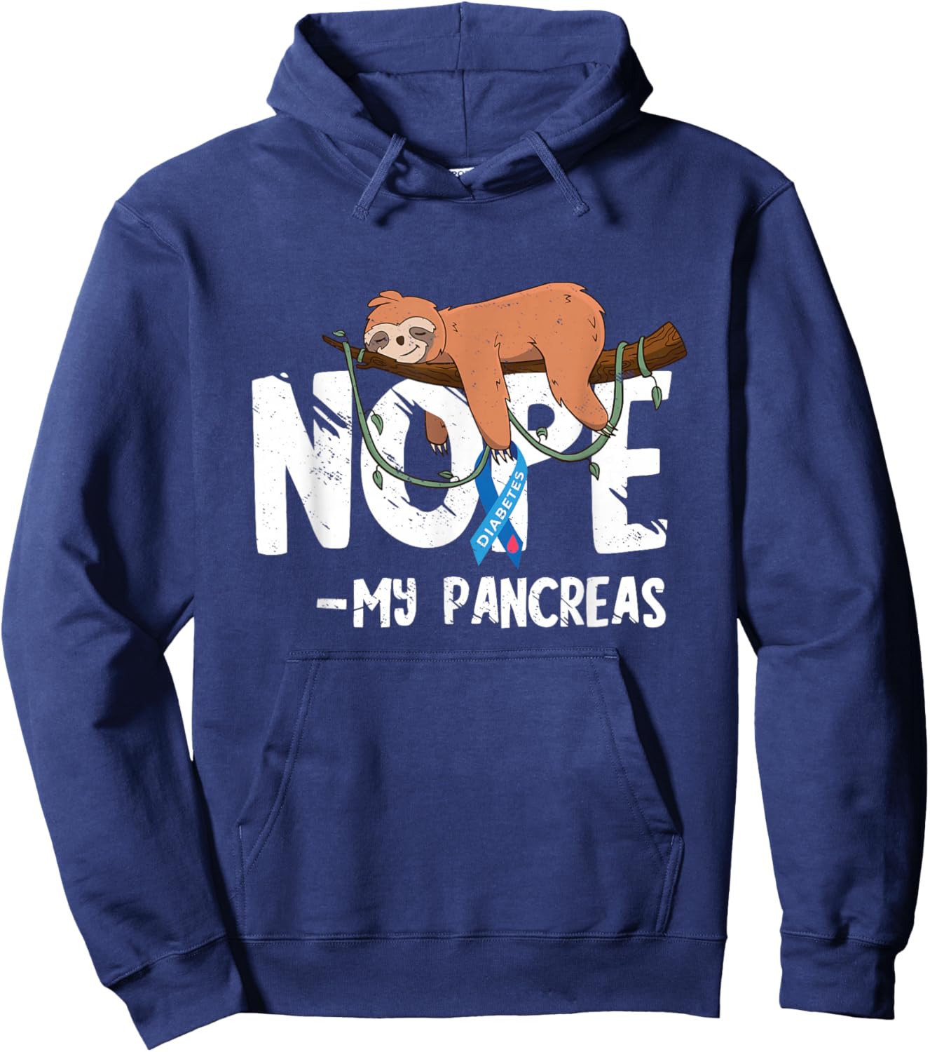 Pancreas Diabetes Awareness Blood Sugar Diabetic Sloth T1D Hoodie - Hoodie | Navy