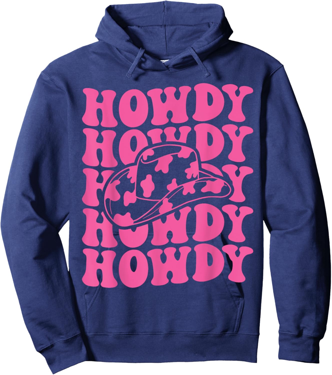 Rodeo White Howdy Western Retro Cowboy Hat Southern Cowgirl Hoodie - Hoodie | Navy