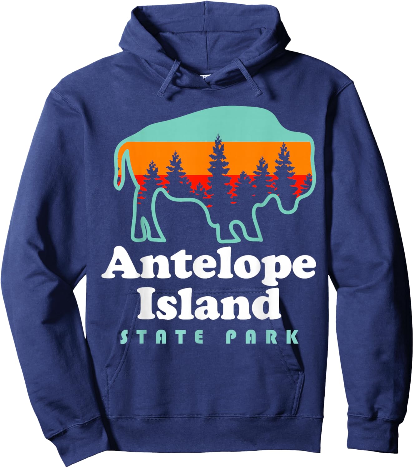Antelope Island State Park Bison Great Salt Lake Utah Hoodie - Hoodie | Navy