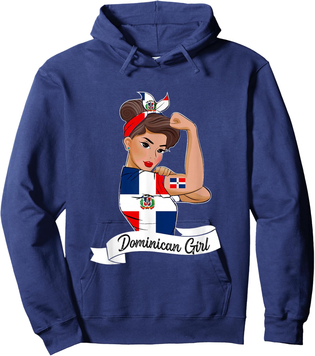 Dominicana Girl Flag RD Dominican Republic Women Pride Hoodie - Hoodie | Navy