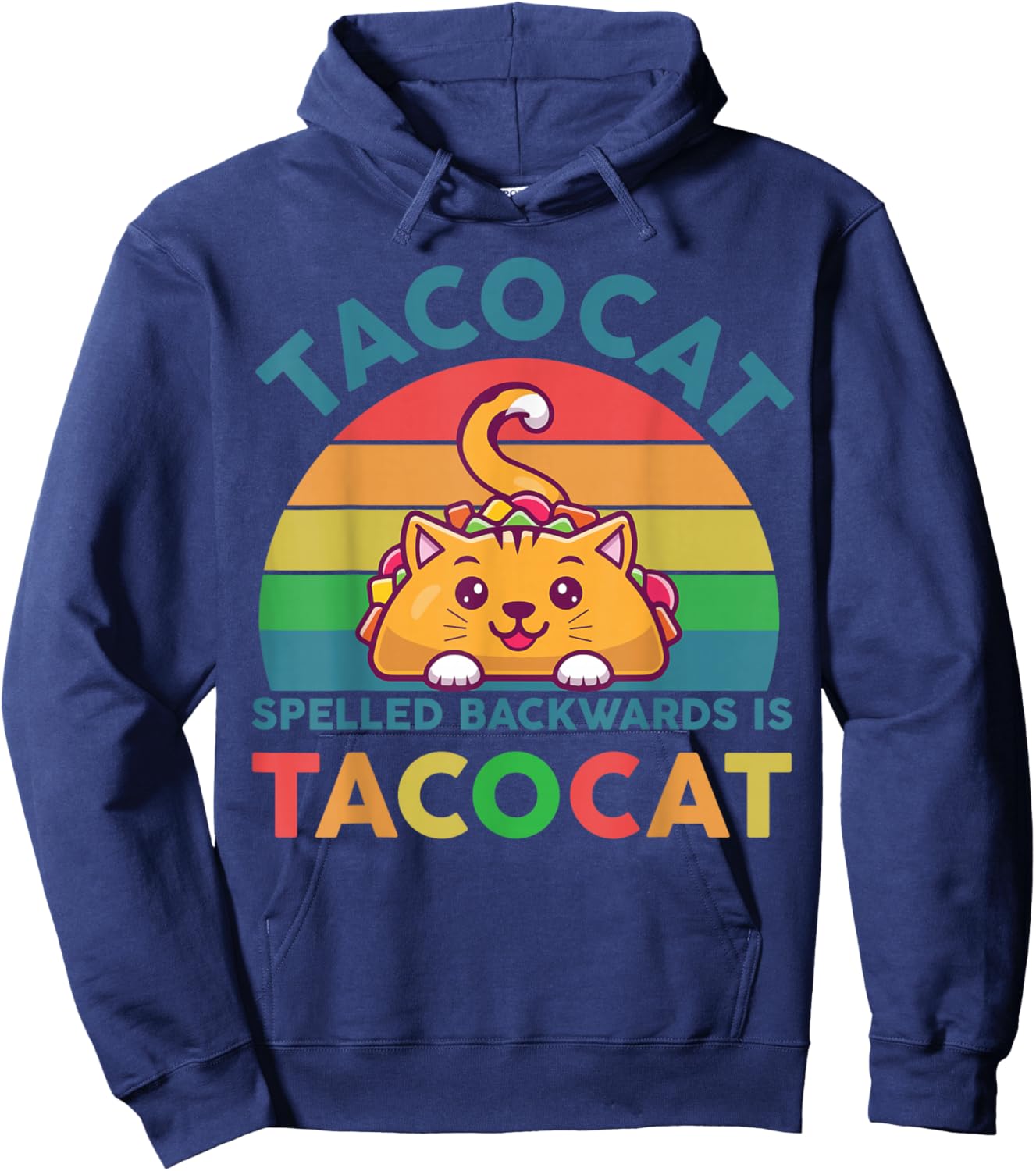 Taco-Shirt Women Men Youth Cute Spelled Backwards Taco-Cat Hoodie - Hoodie | Navy