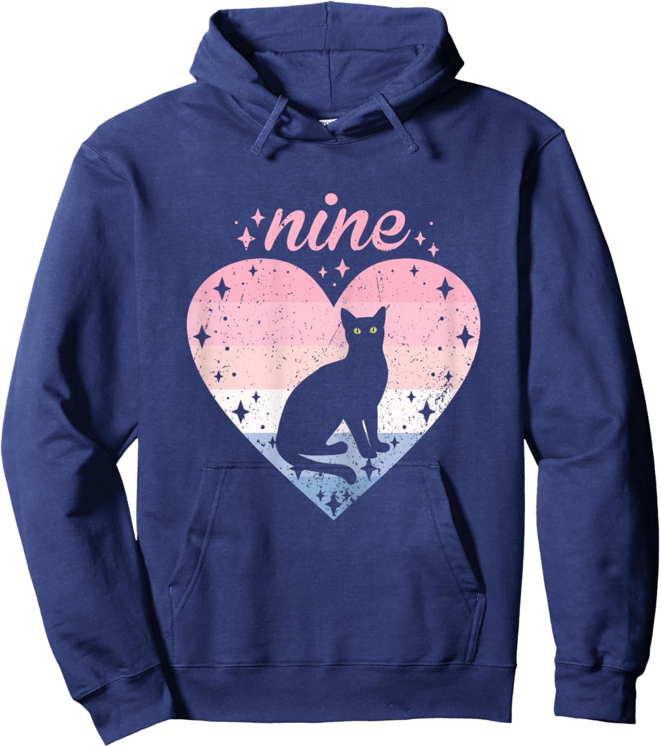 9 Year Old Cute Cat Birthday Girl 9th B-day Hoodie - Hoodie | Navy