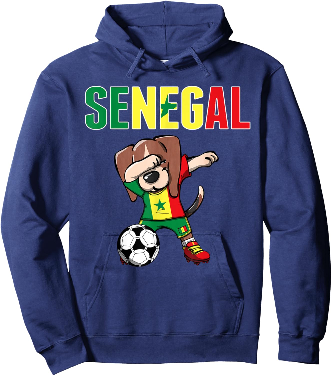 Dabbing Beagle Senegal Soccer Fans Jersey Senegalese Flag Hoodie - Hoodie | Navy