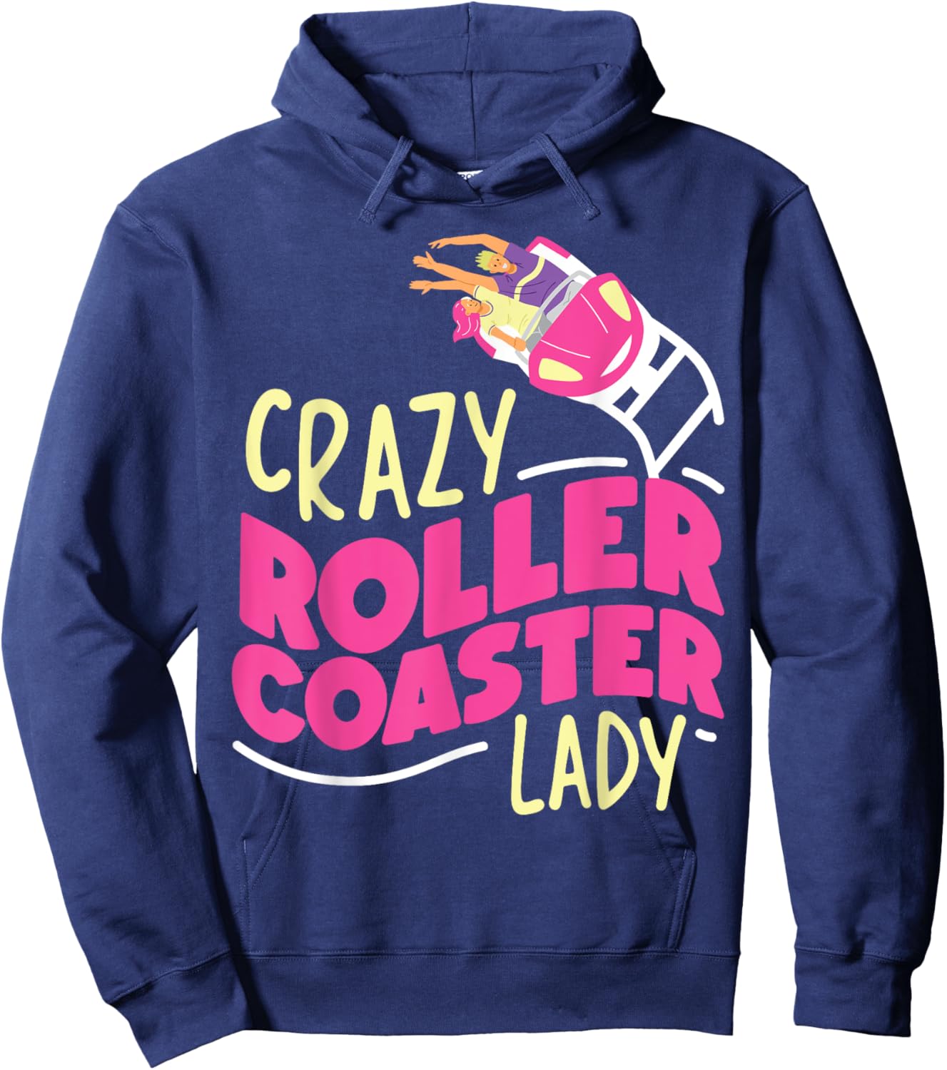 Roller Coaster Girl Crazy Roller Coaster Lady Hoodie - Hoodie | Navy